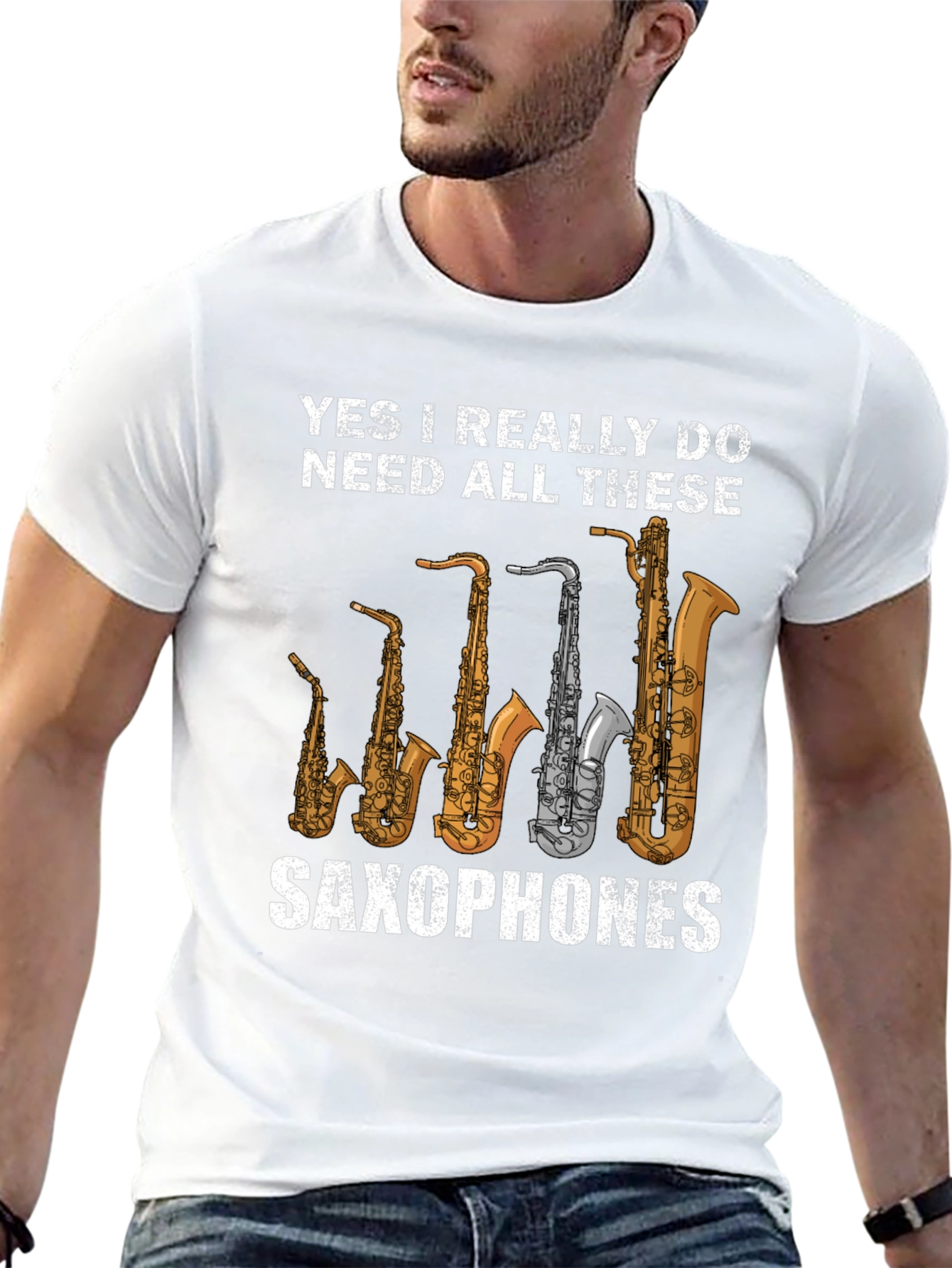 Camiseta Negra de Saxofones: ¡Para Amantes de la Música!