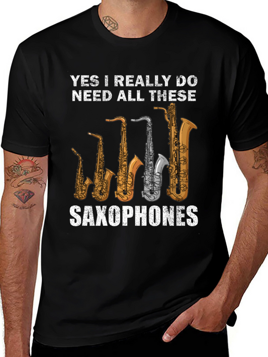 Camiseta Negra de Saxofones: ¡Para Amantes de la Música!