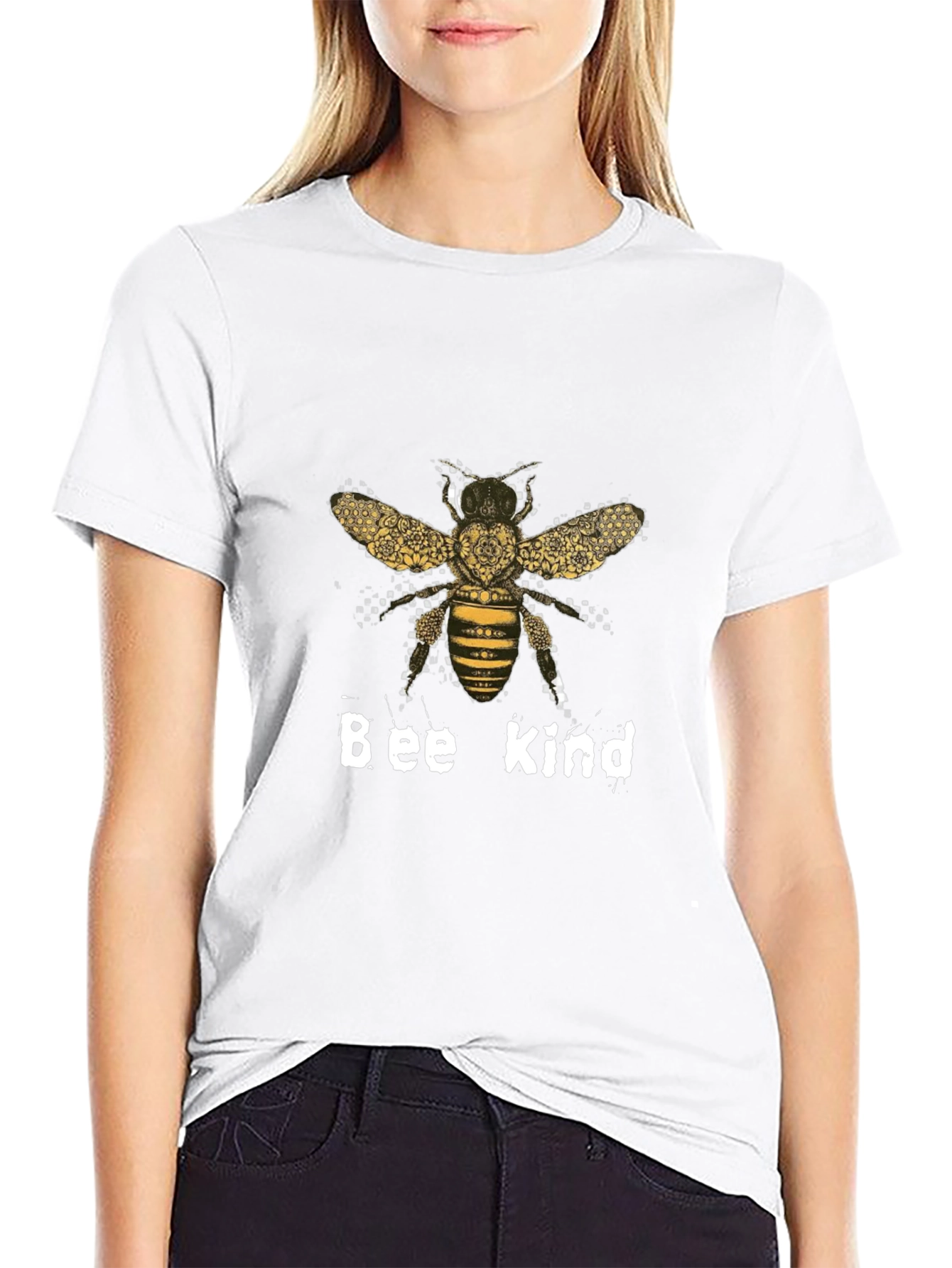 Camiseta Negra Bee Kind Diseño Abeja