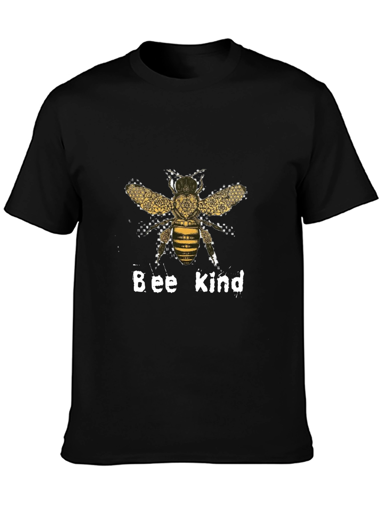 Camiseta Negra Bee Kind Diseño Abeja