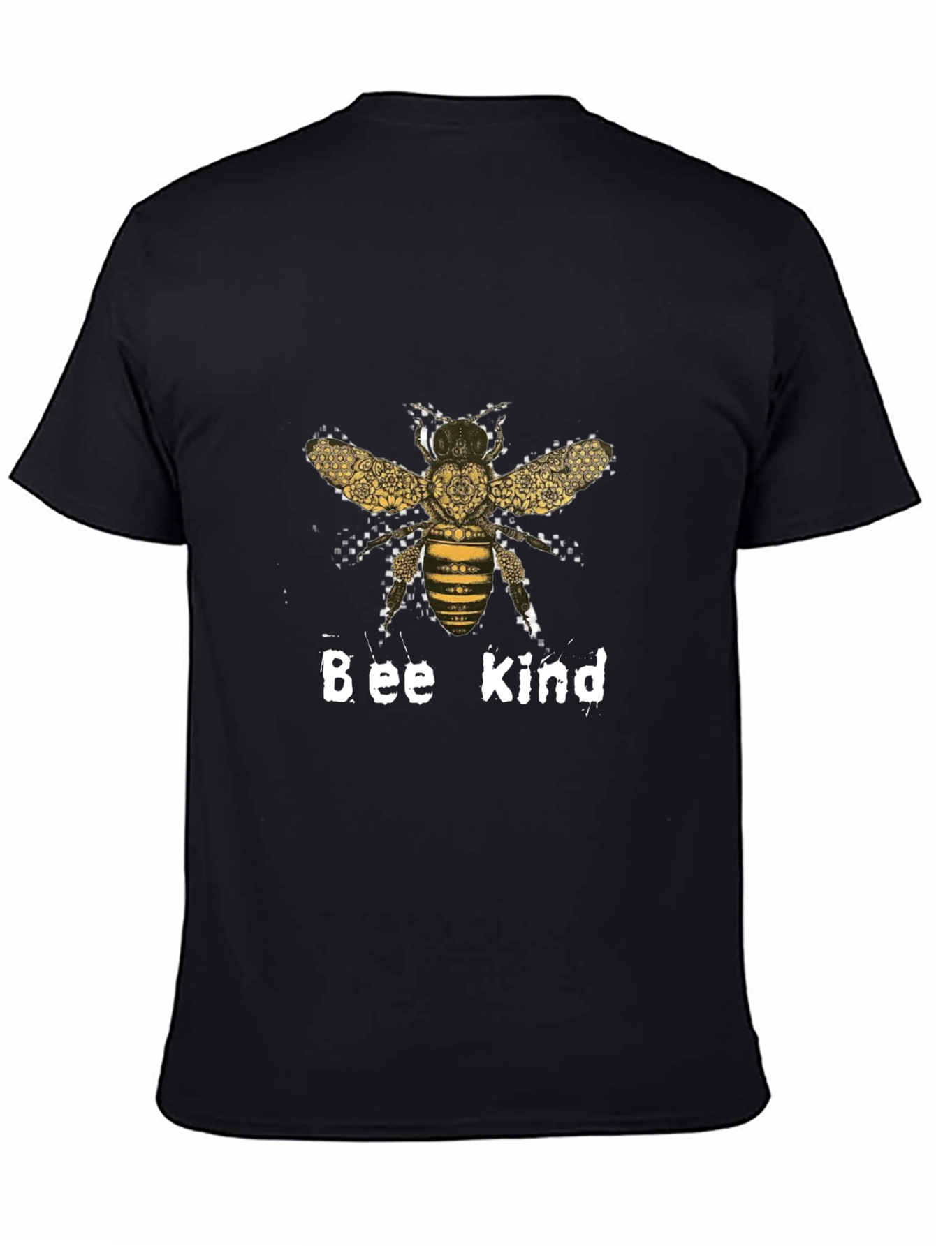 Camiseta Negra Bee Kind Diseño Abeja