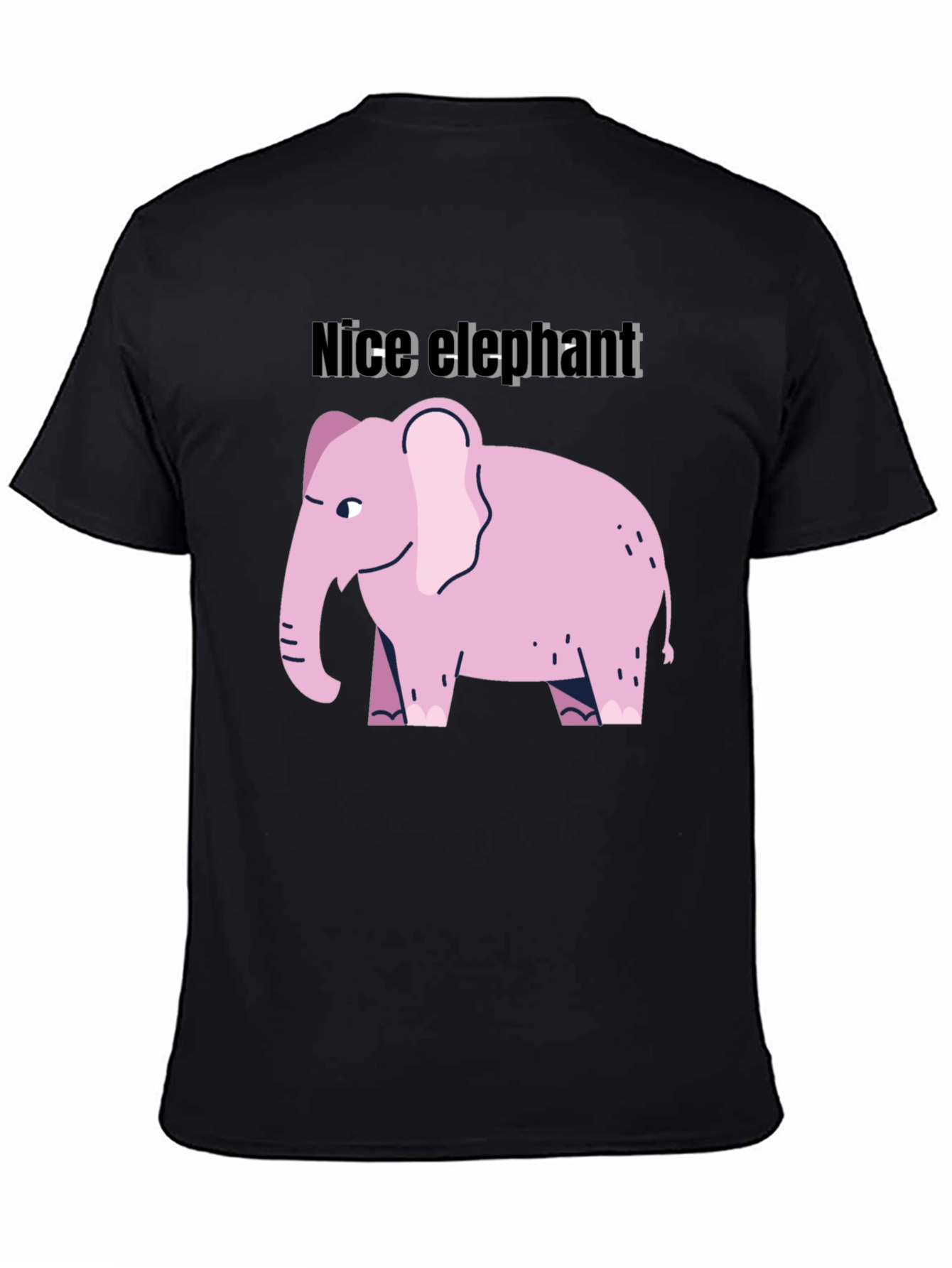 Camiseta Negra con Diseño de Elefante Rosa