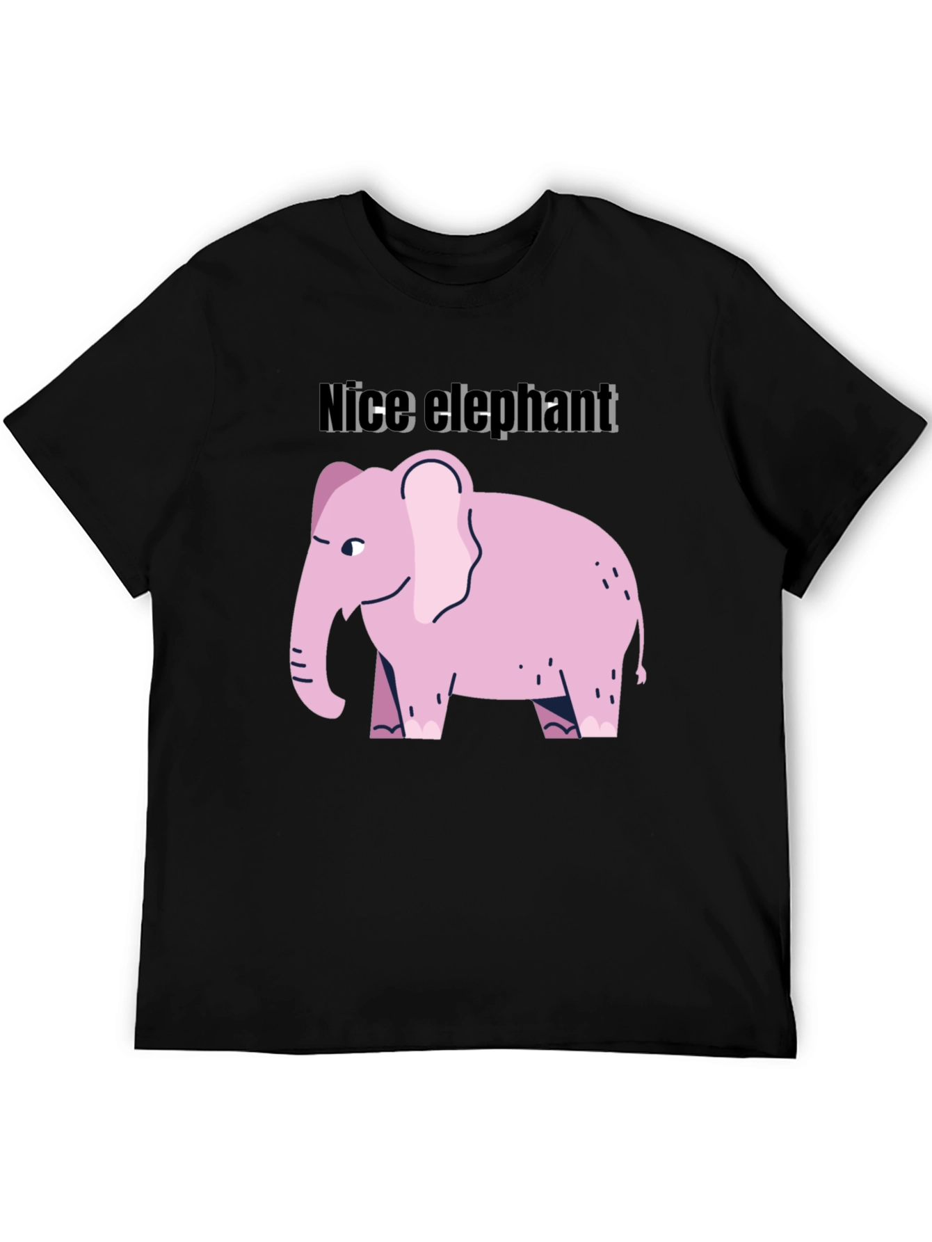 Camiseta Negra con Diseño de Elefante Rosa