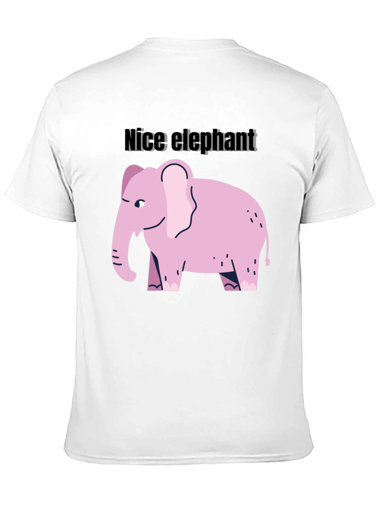 Camiseta Negra con Diseño de Elefante Rosa