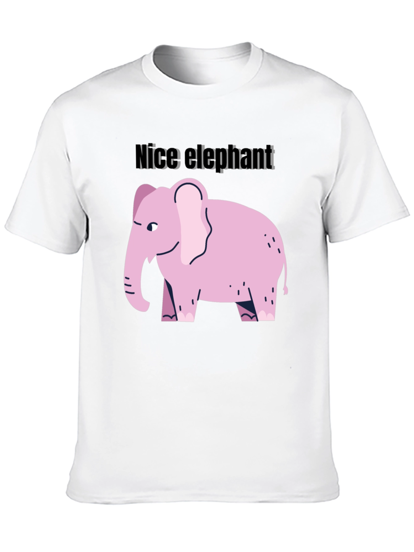 Camiseta Negra con Diseño de Elefante Rosa