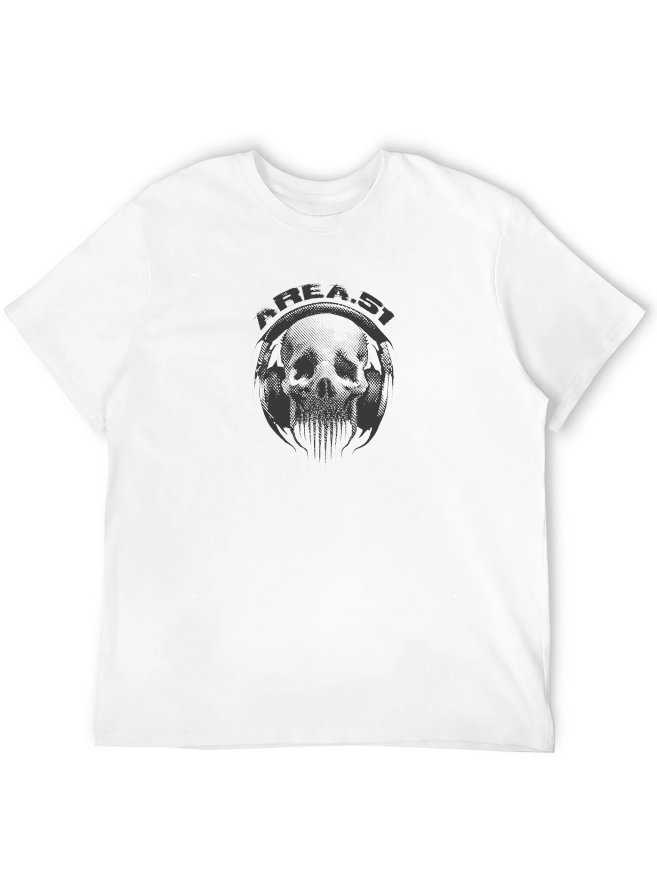 Camiseta Negra Area 51 con Diseño de Cráneo Alienígena
