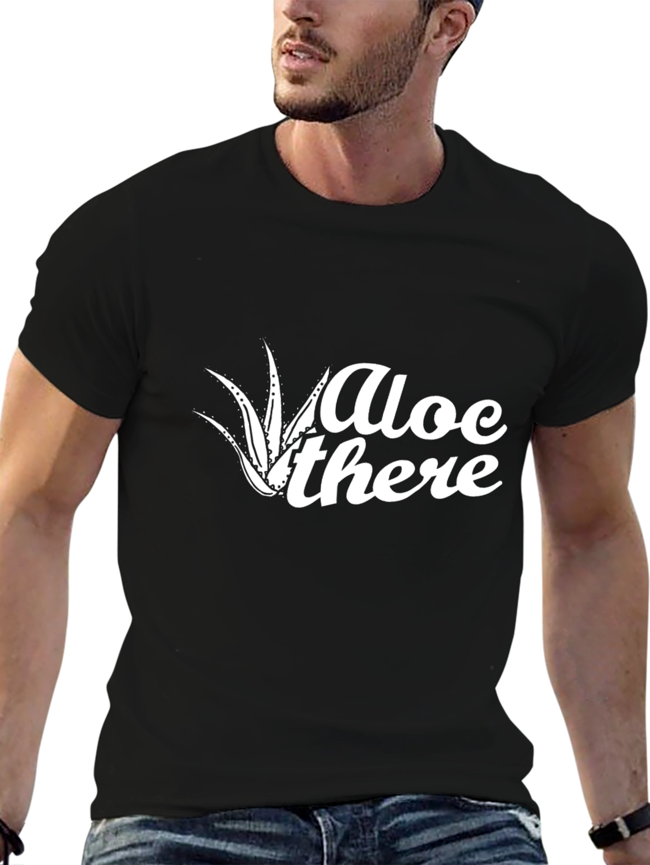 Camiseta Negra Hombre con Diseño Aloe There