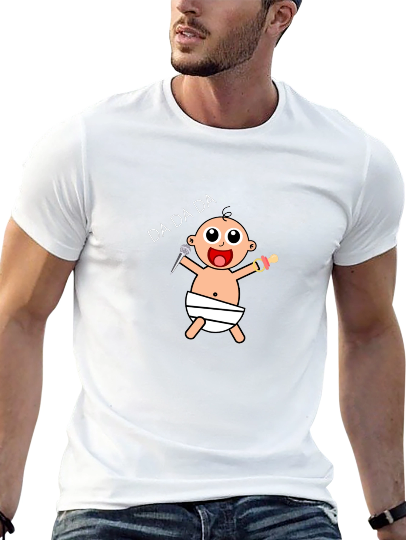 Camiseta Negra con Diseño de Bebé Cantante