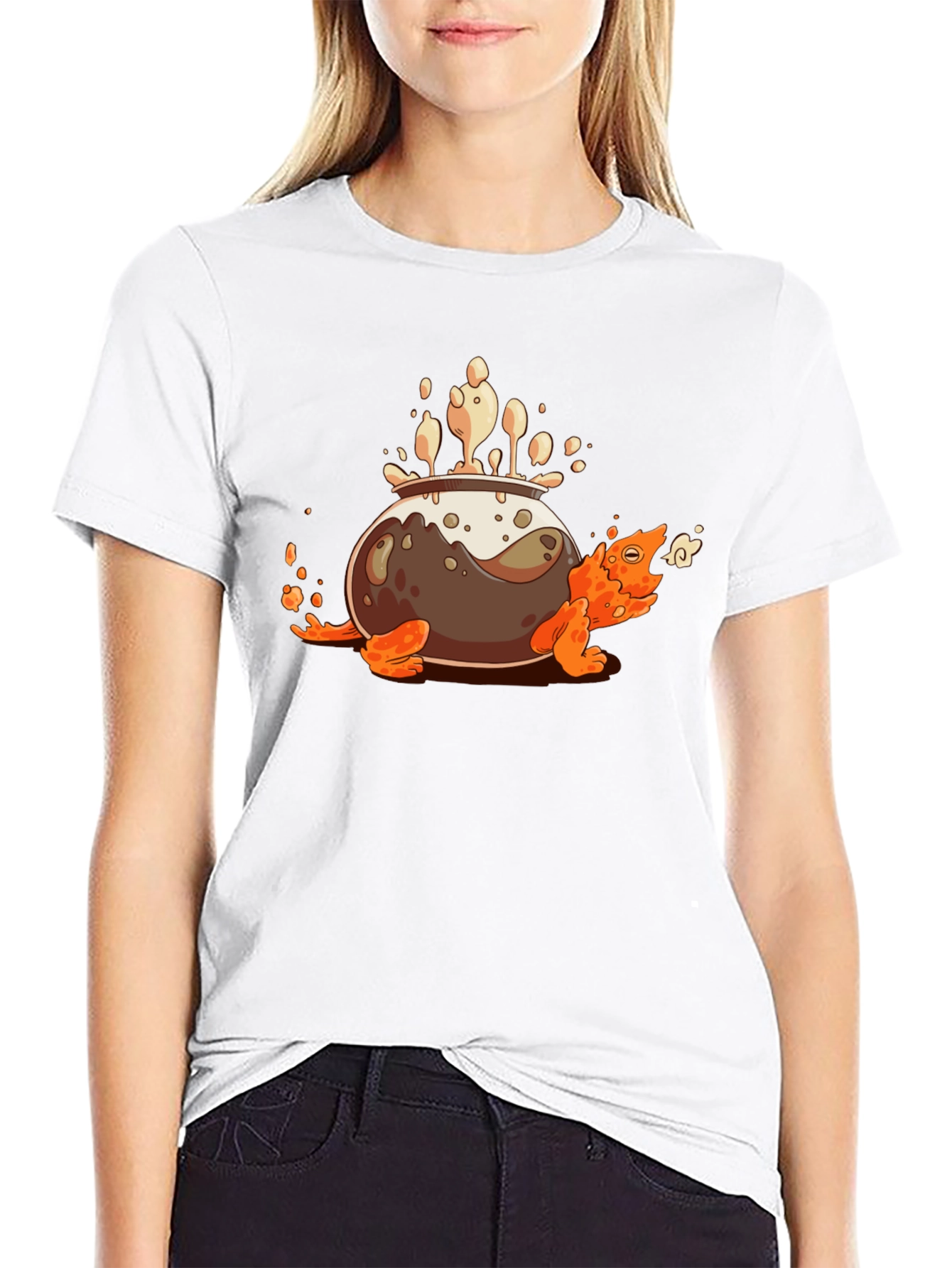 Camiseta Negra con Diseño de Tortuga Olla Mágica