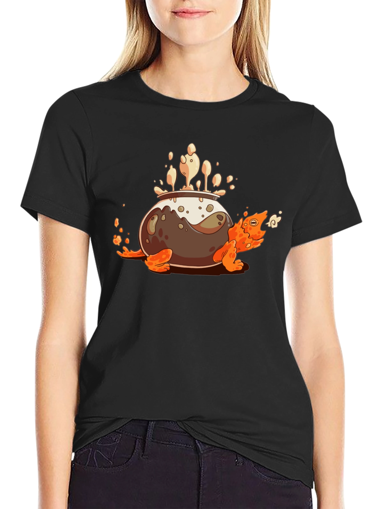 Camiseta Negra con Diseño de Tortuga Olla Mágica