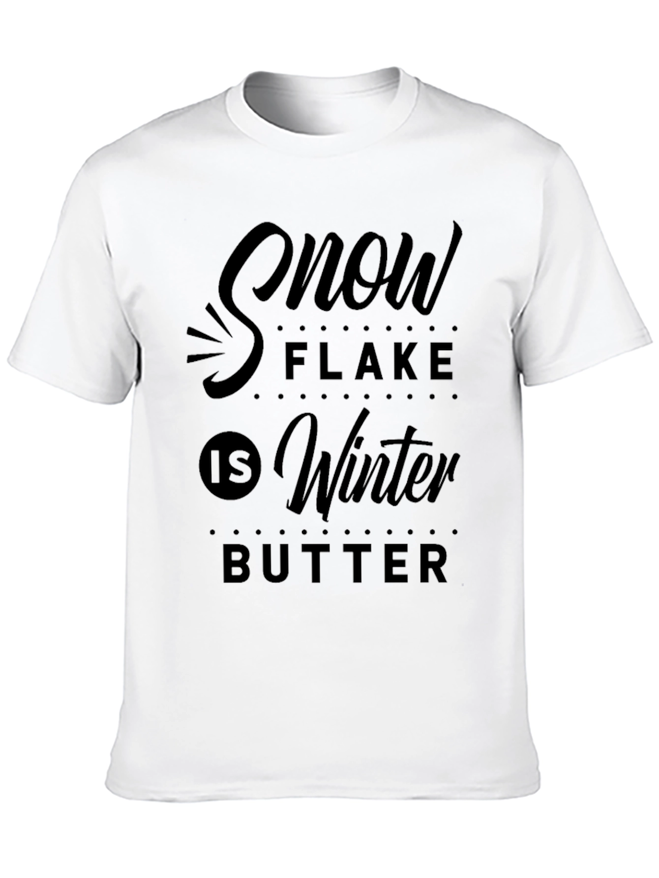 Camiseta Negra Estampada: Snow Flake Is Winter Butter