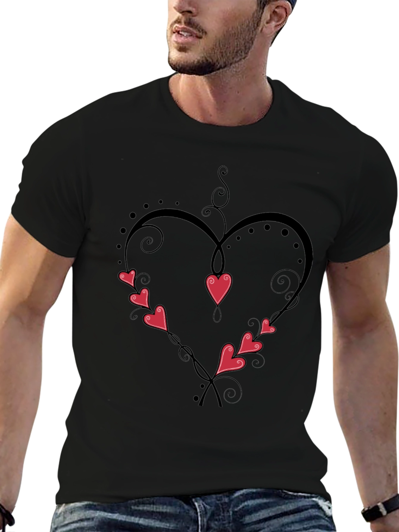 Camiseta Negra Corazón Enredado