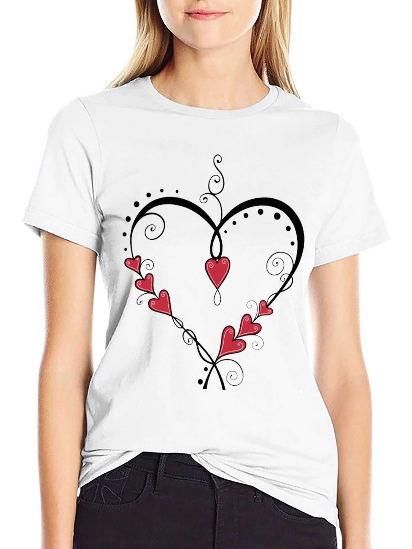 Camiseta Negra Corazón Enredado