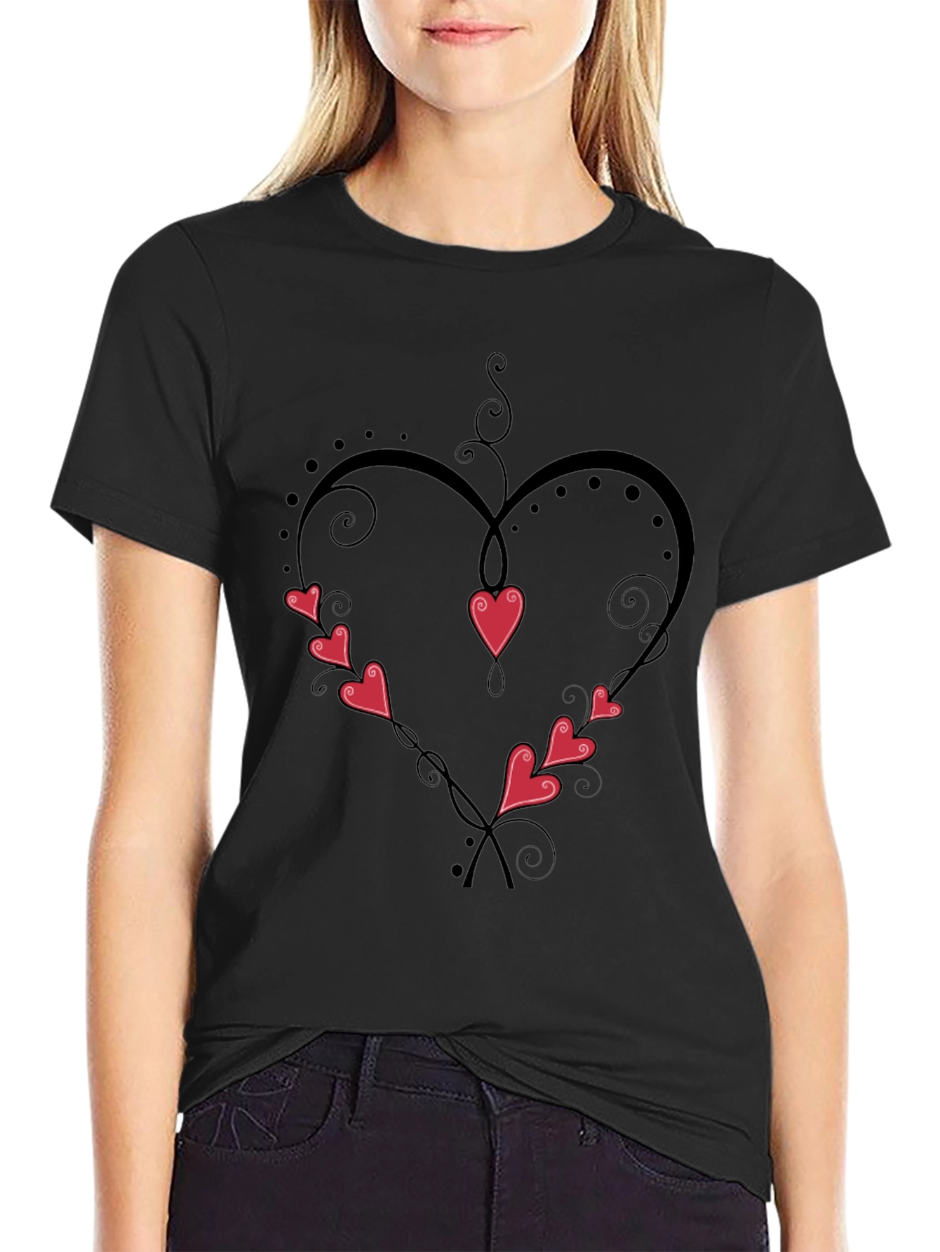 Camiseta Negra Corazón Enredado
