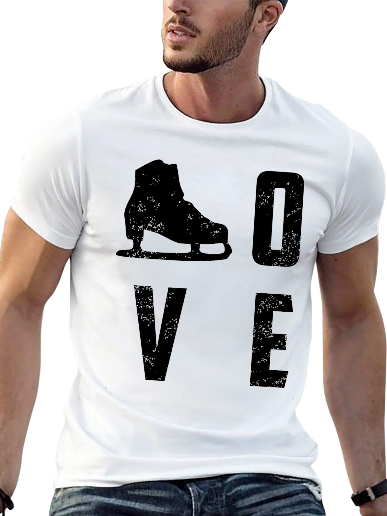 Camiseta Negra Love con Patín de Hielo