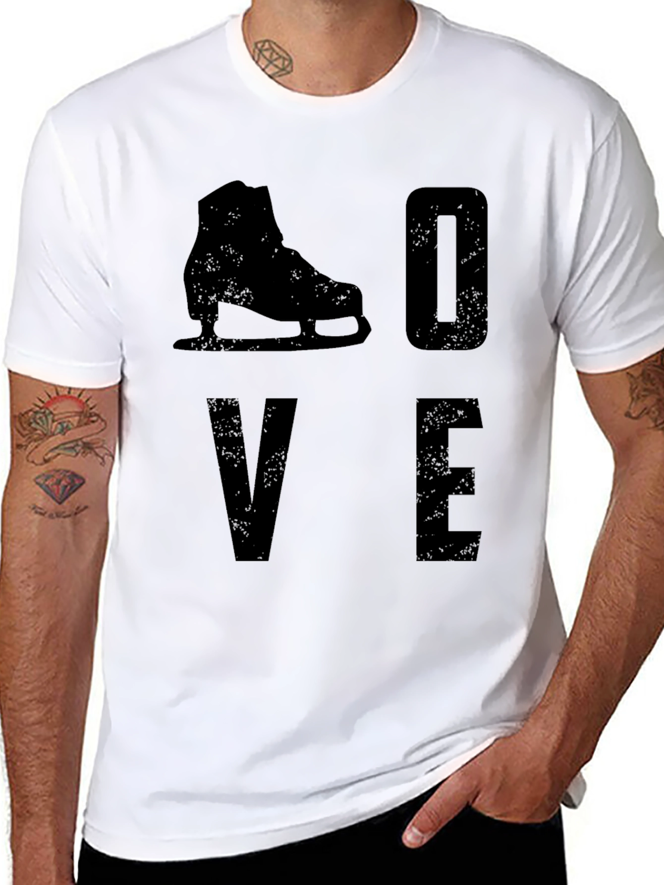 Camiseta Negra Love con Patín de Hielo