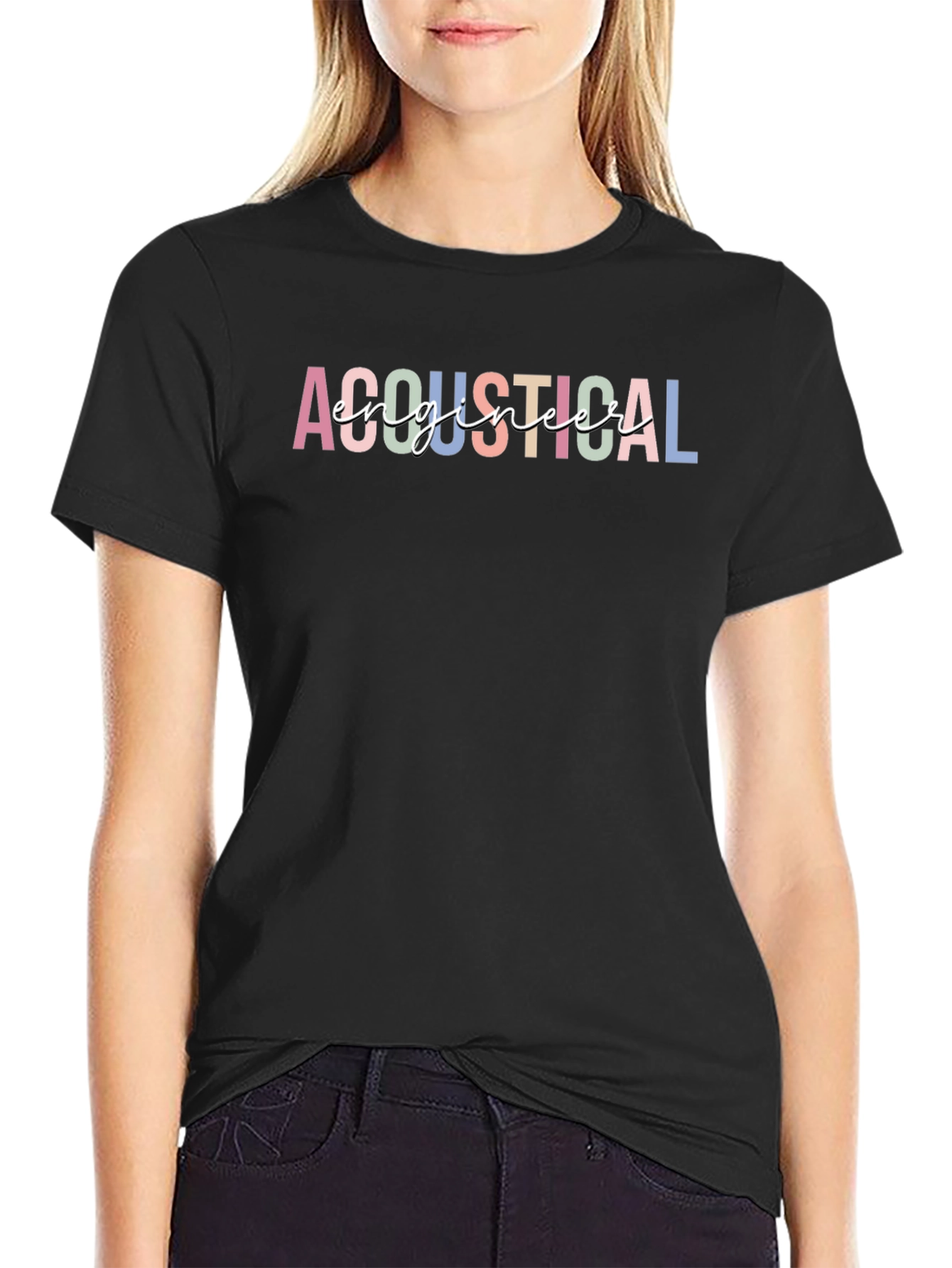 Camiseta Negra con Diseño de Ingeniero Acústico