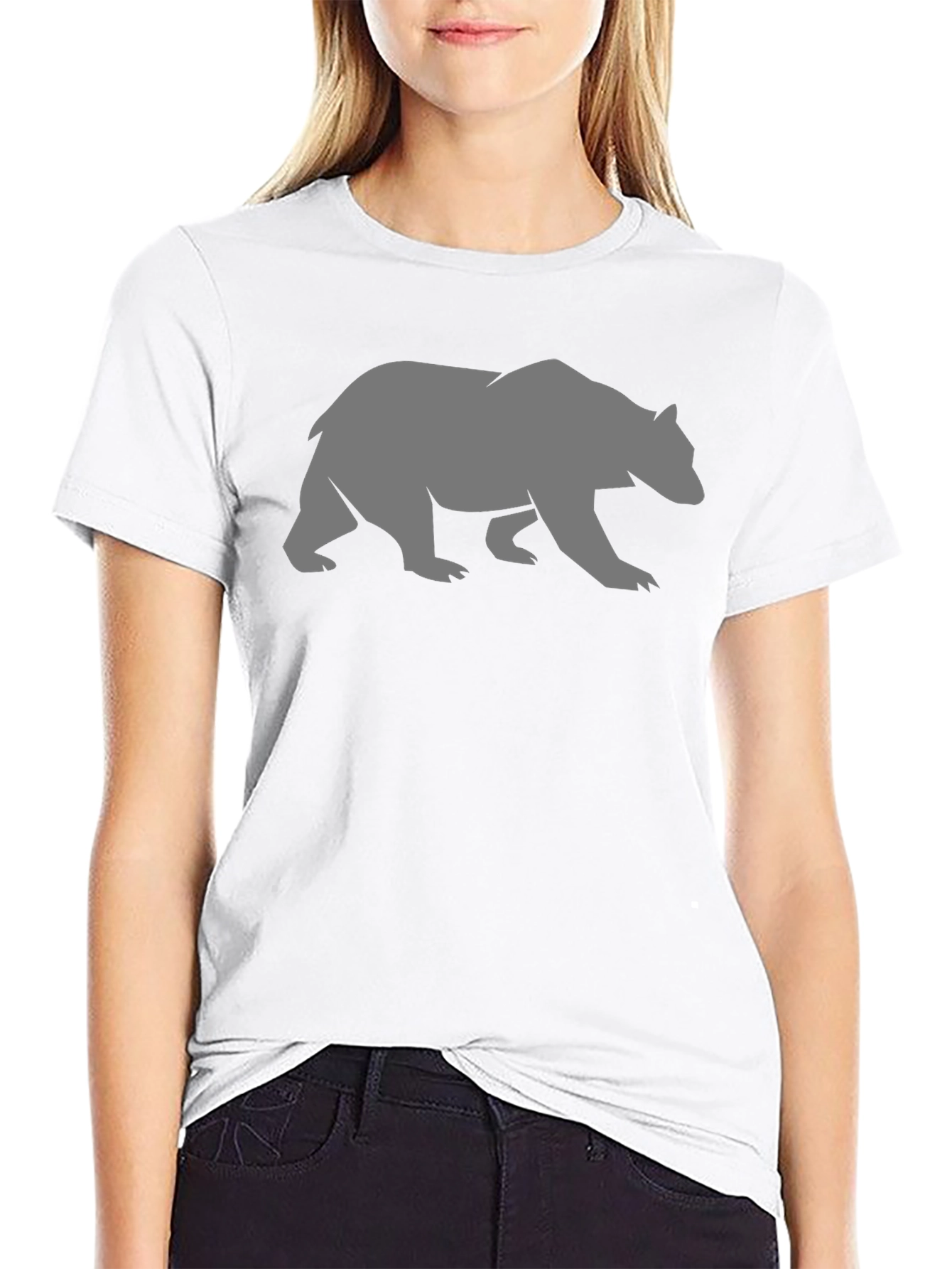Camiseta Negra Oso Gris Casual
