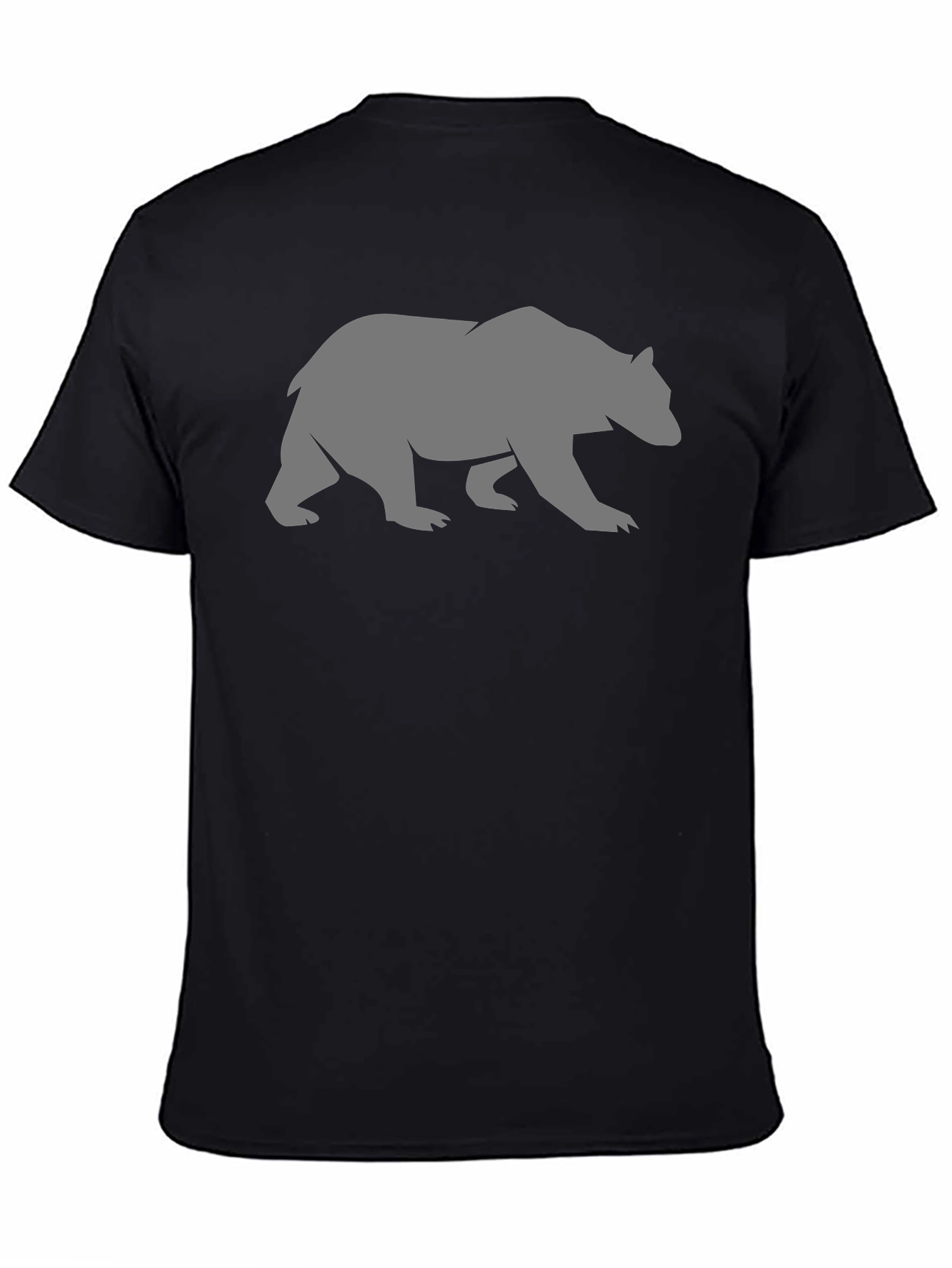 Camiseta Negra Oso Gris Casual
