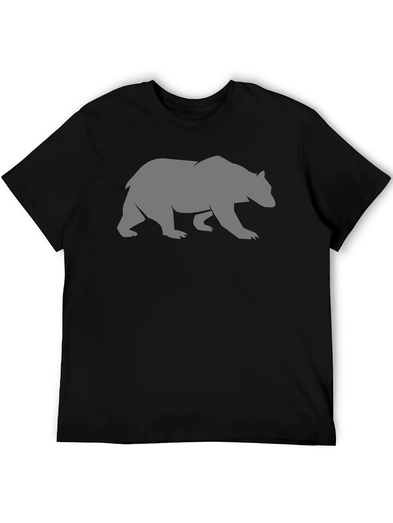 Camiseta Negra Oso Gris Casual