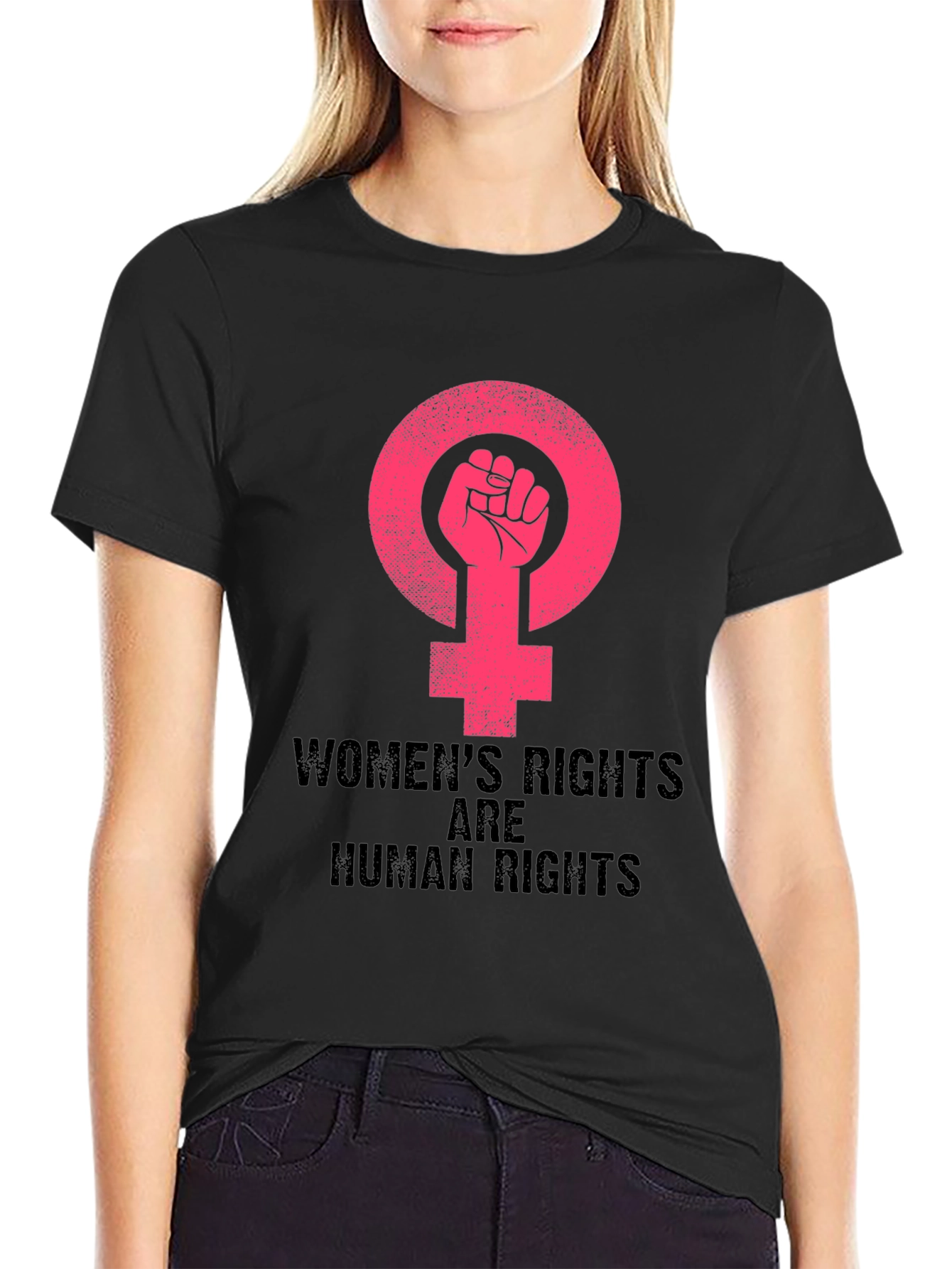 Camiseta Negra Feminista: Derechos de la Mujer