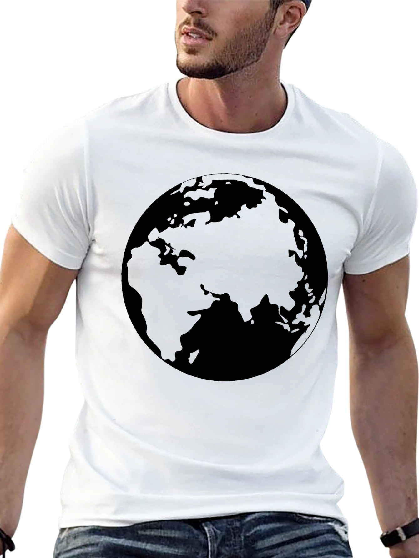 Camiseta Negra con Diseño del Planeta Tierra