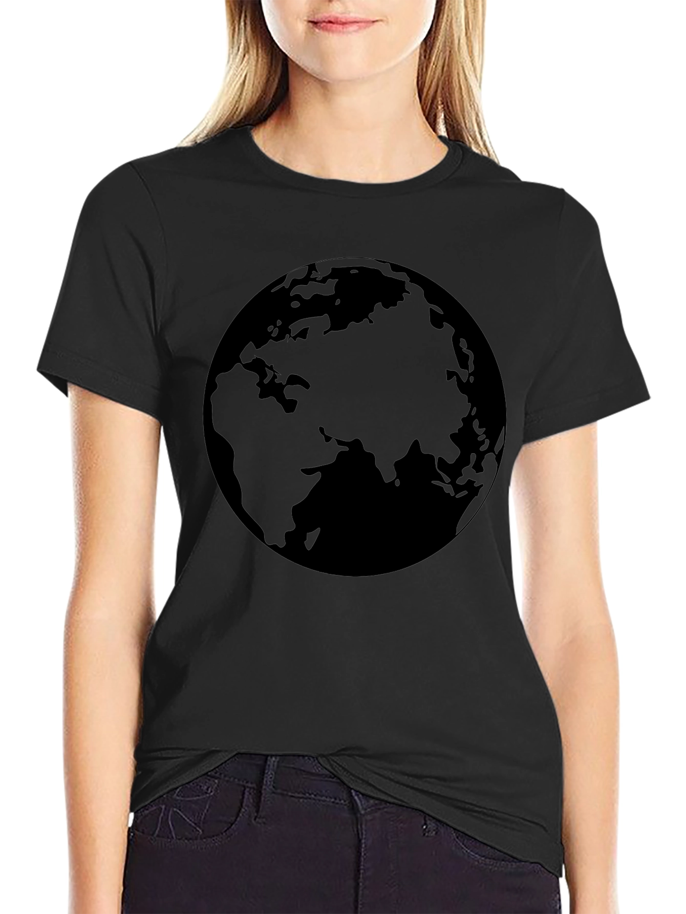 Camiseta Negra con Diseño del Planeta Tierra