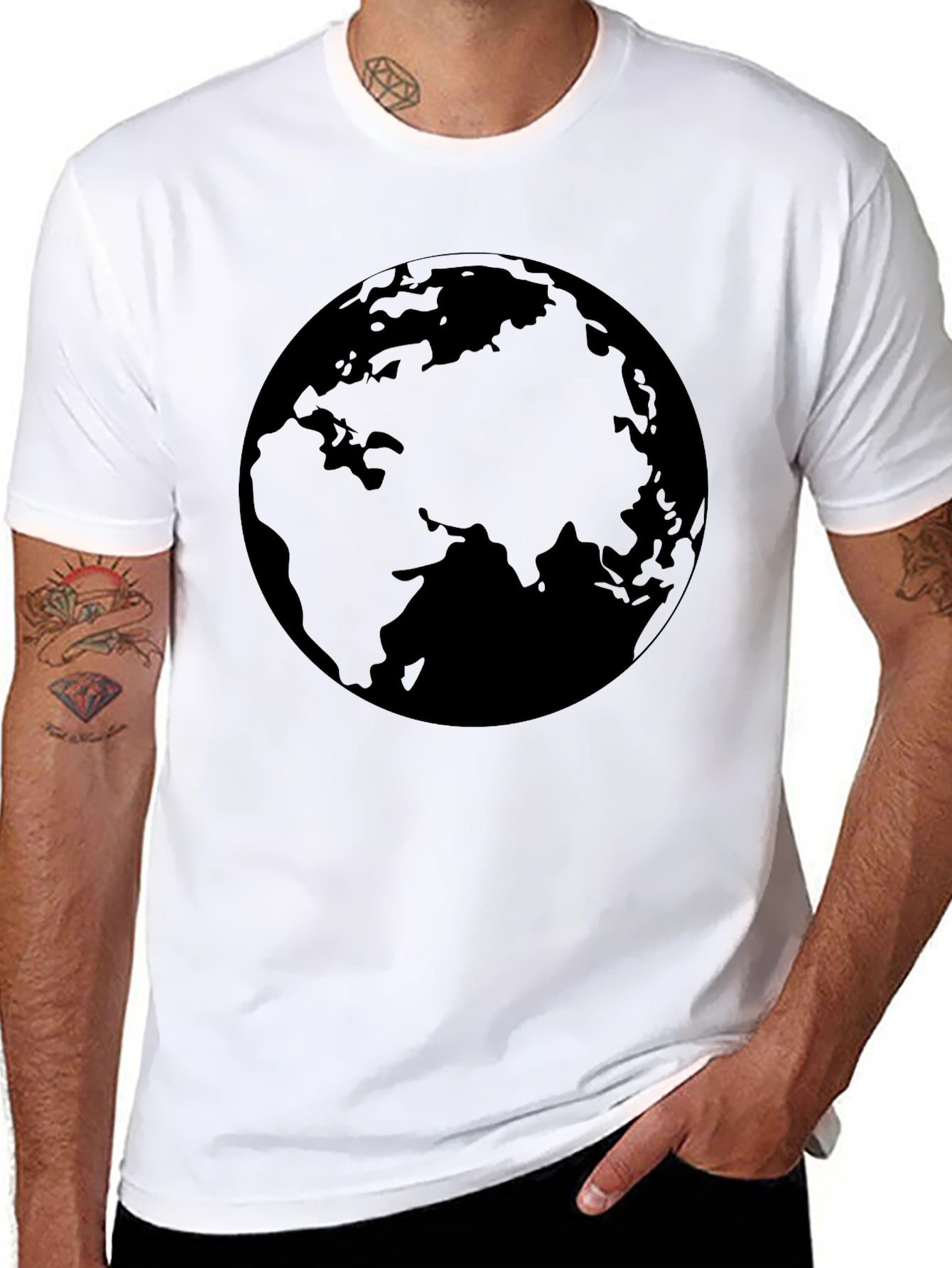 Camiseta Negra con Diseño del Planeta Tierra