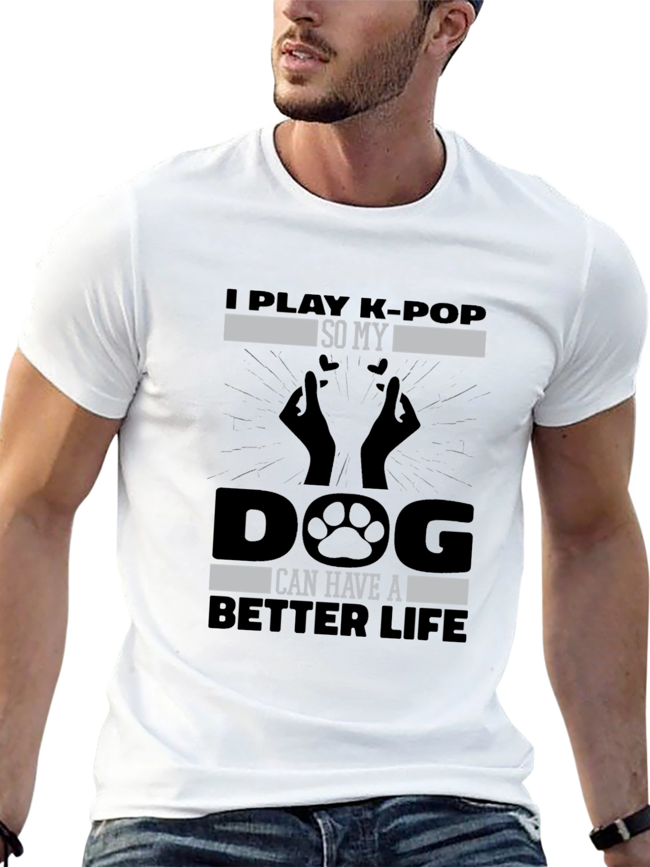 Camiseta Negra K-POP Dog Life para Hombre