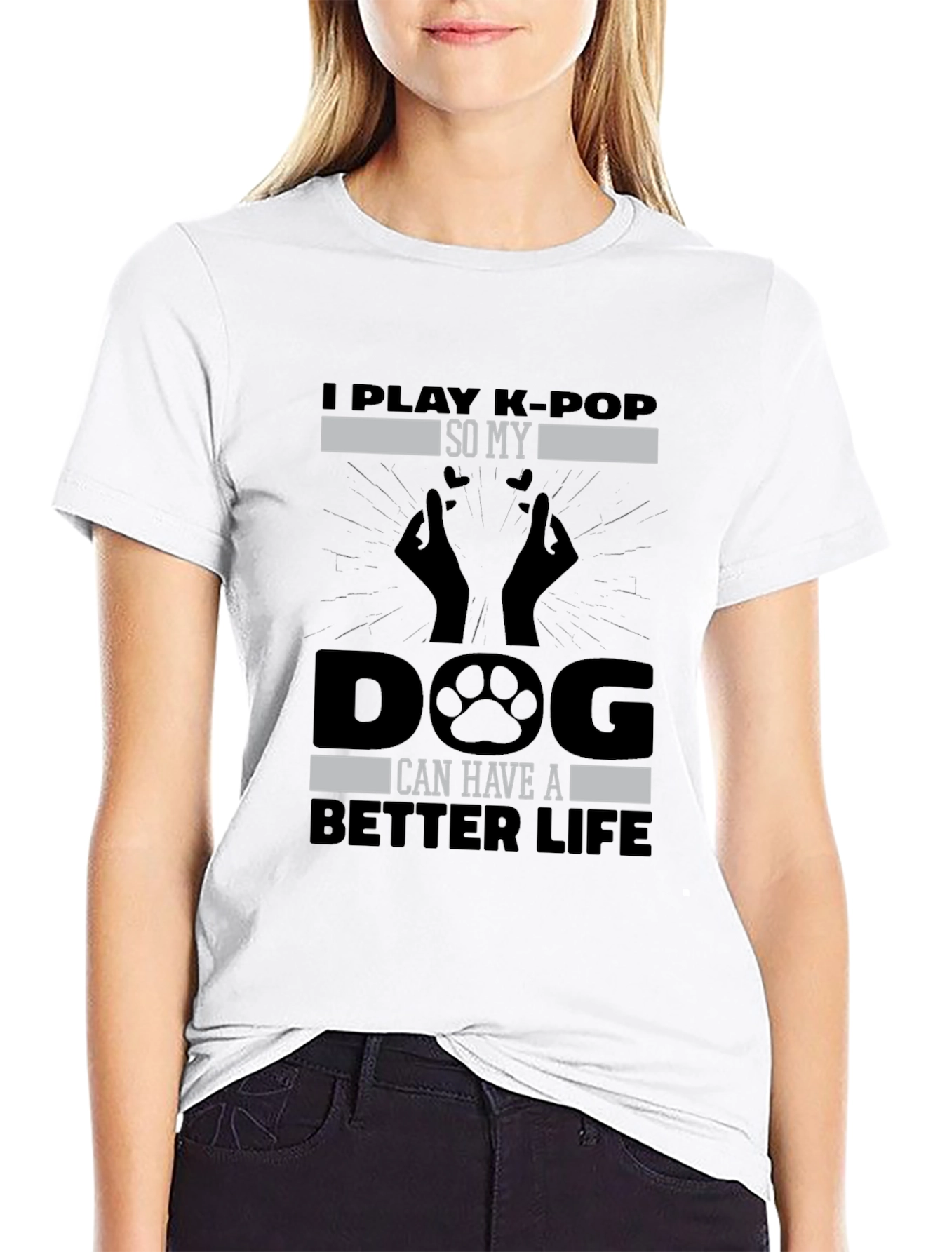 Camiseta Negra K-POP Dog Life para Hombre