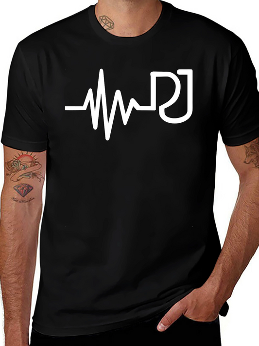 Camiseta Negra Diseño DJ Latido del Corazón