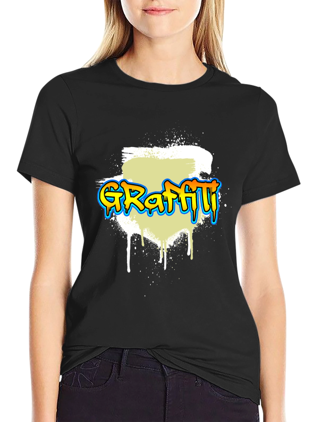 Camiseta Negra Graffiti - Estilo Urbano y Moderno