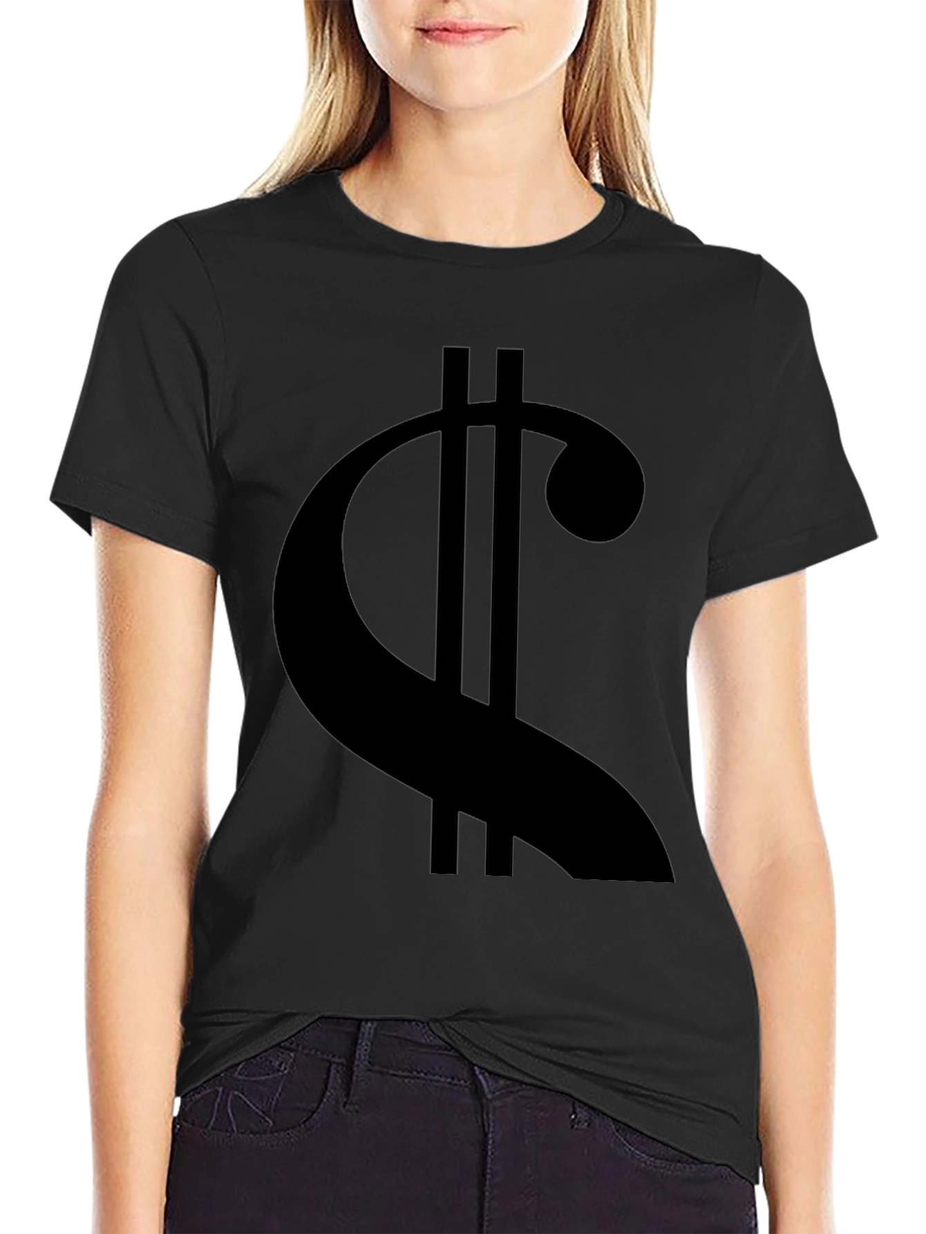 Camiseta Negra con Diseño de Clave de Sol Moderna