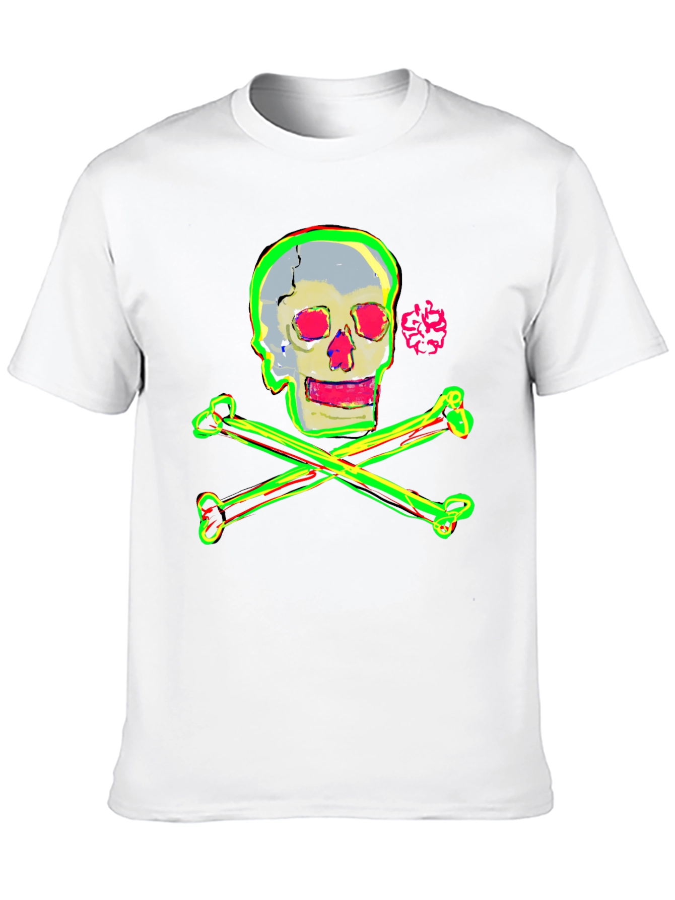 Camiseta Negra con Diseño de Calavera Neón
