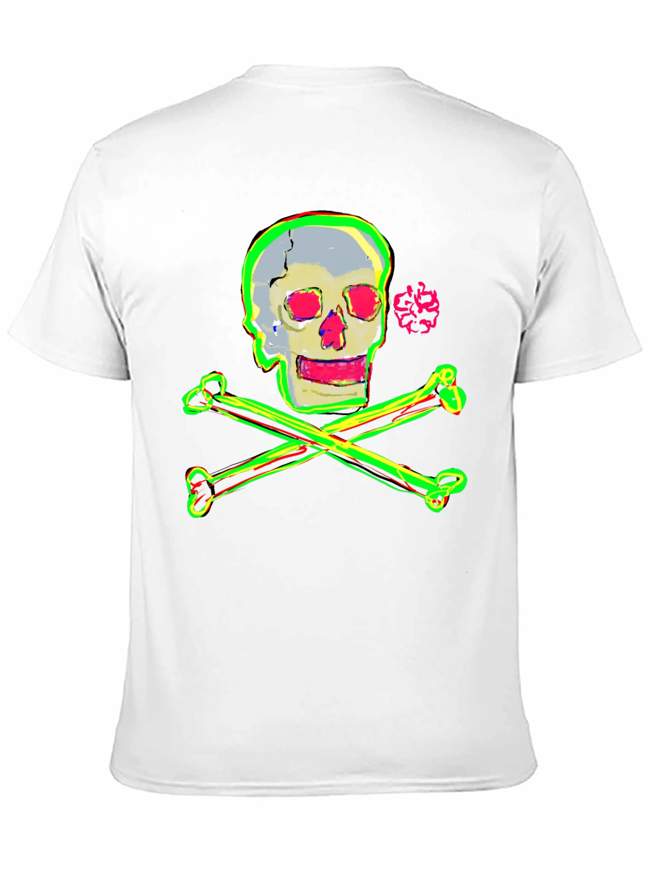 Camiseta Negra con Diseño de Calavera Neón