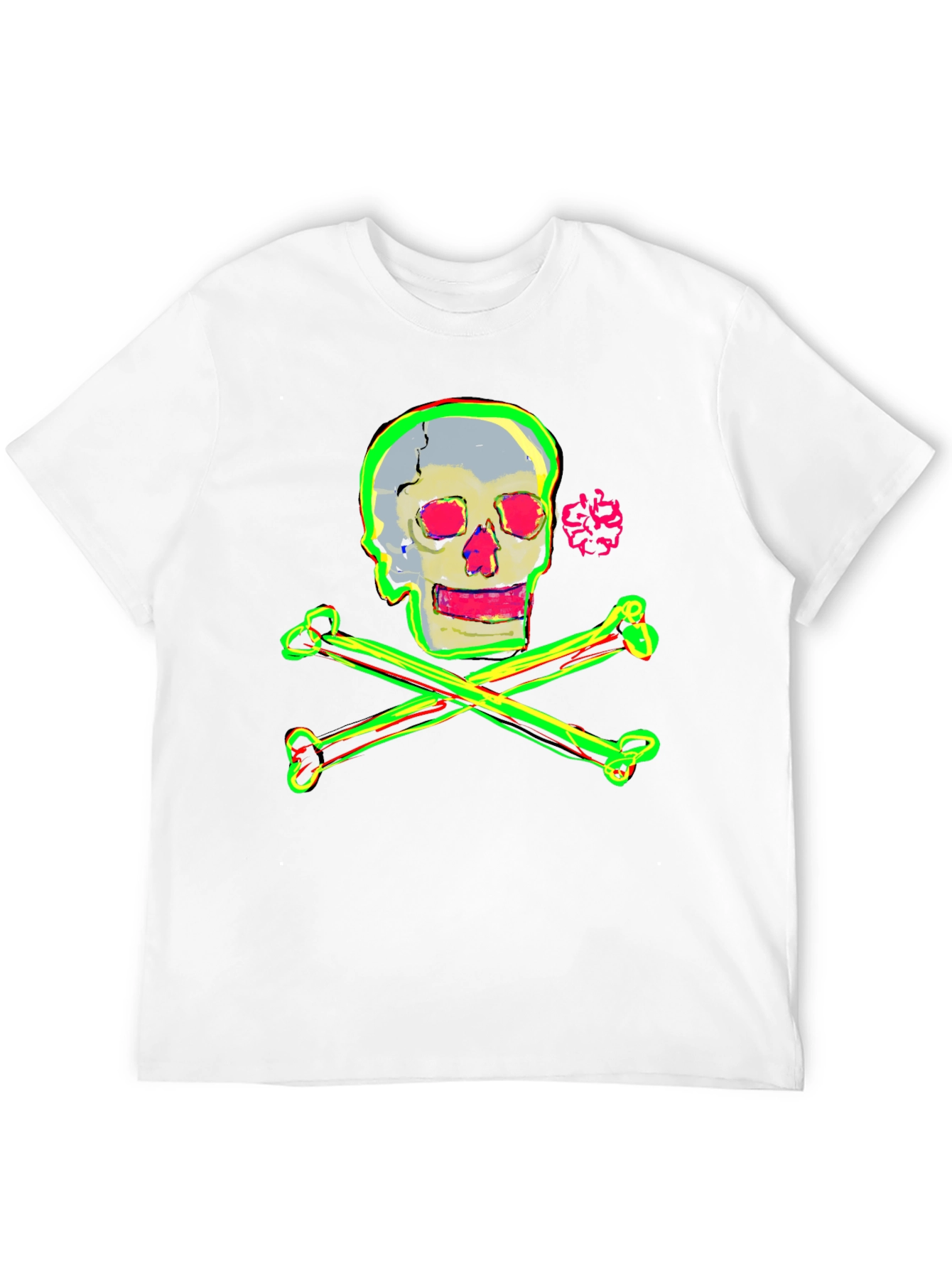 Camiseta Negra con Diseño de Calavera Neón