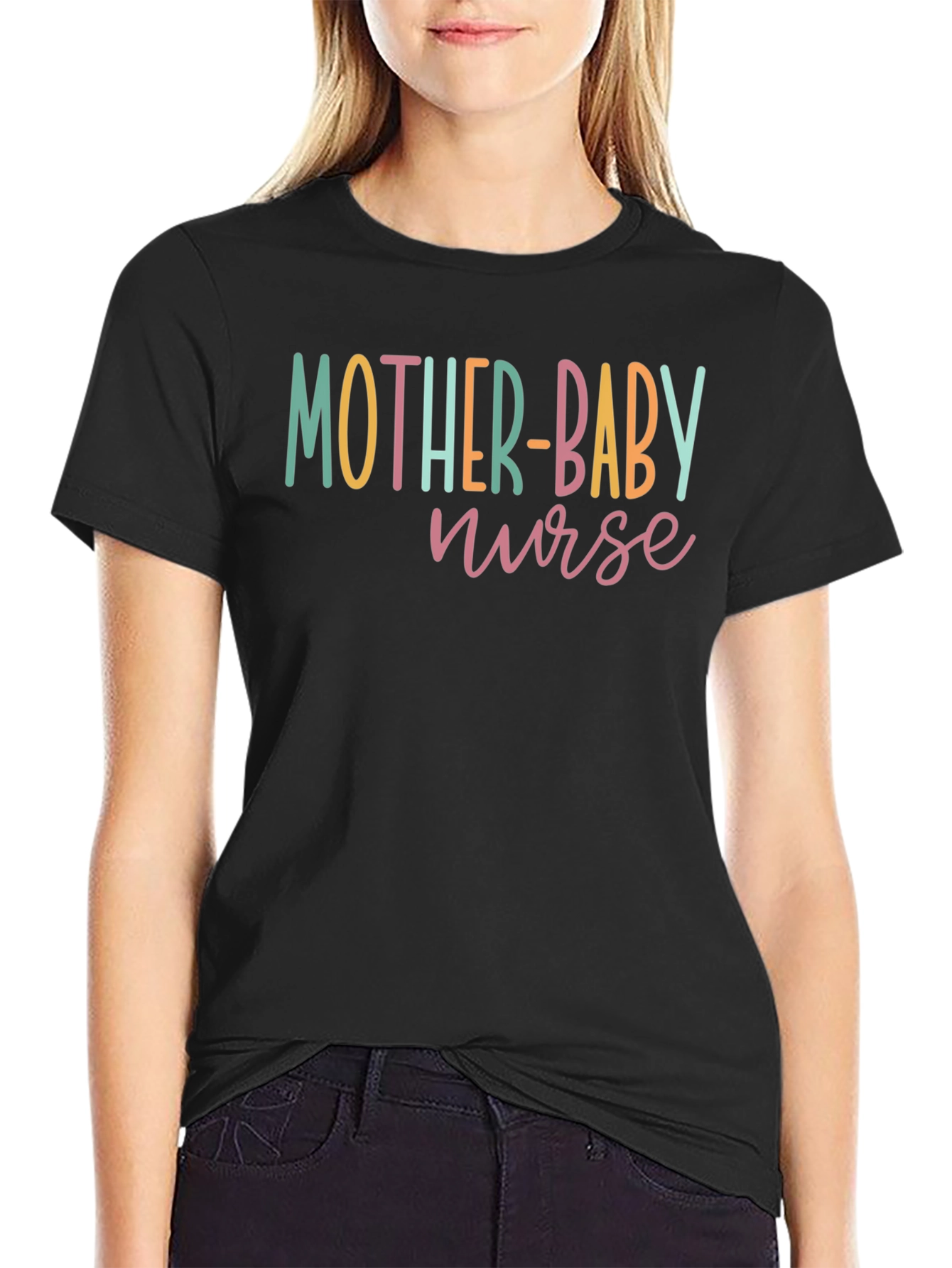 Camiseta Negra Madre-Bebé Enfermera