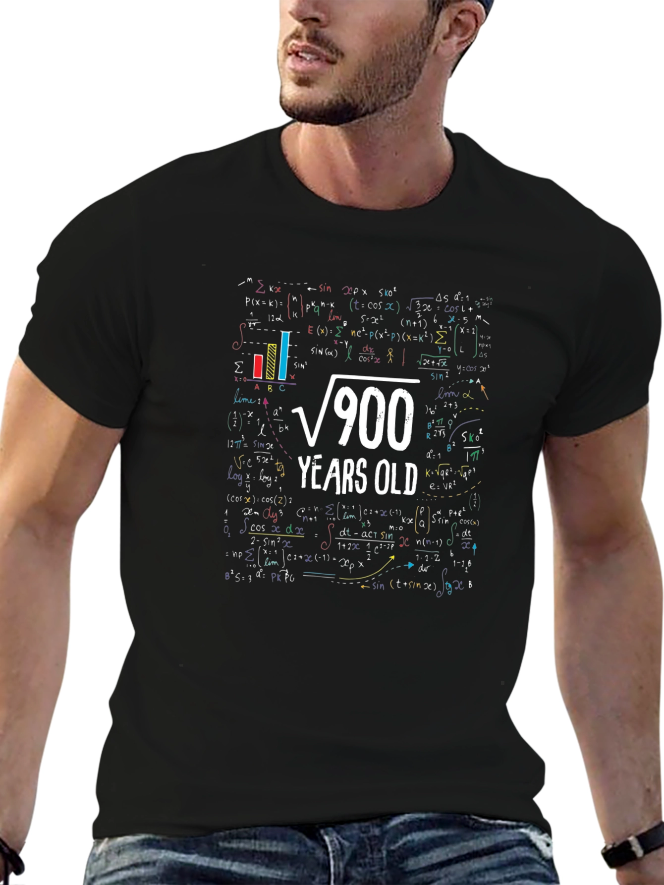 Camiseta Negra Raíz Cuadrada 900 Años para Hombre