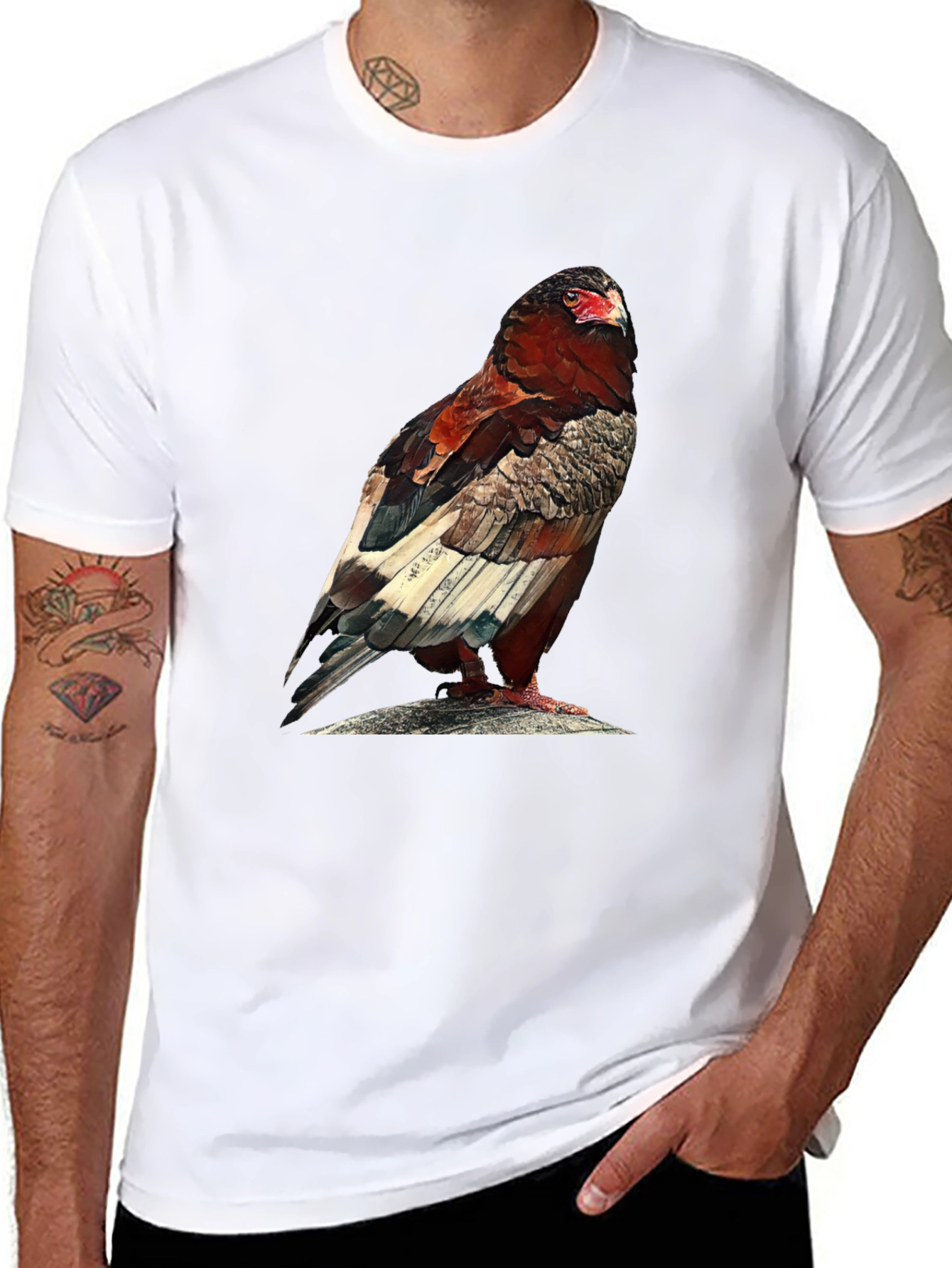 Camiseta Negra con Estampado de Águila