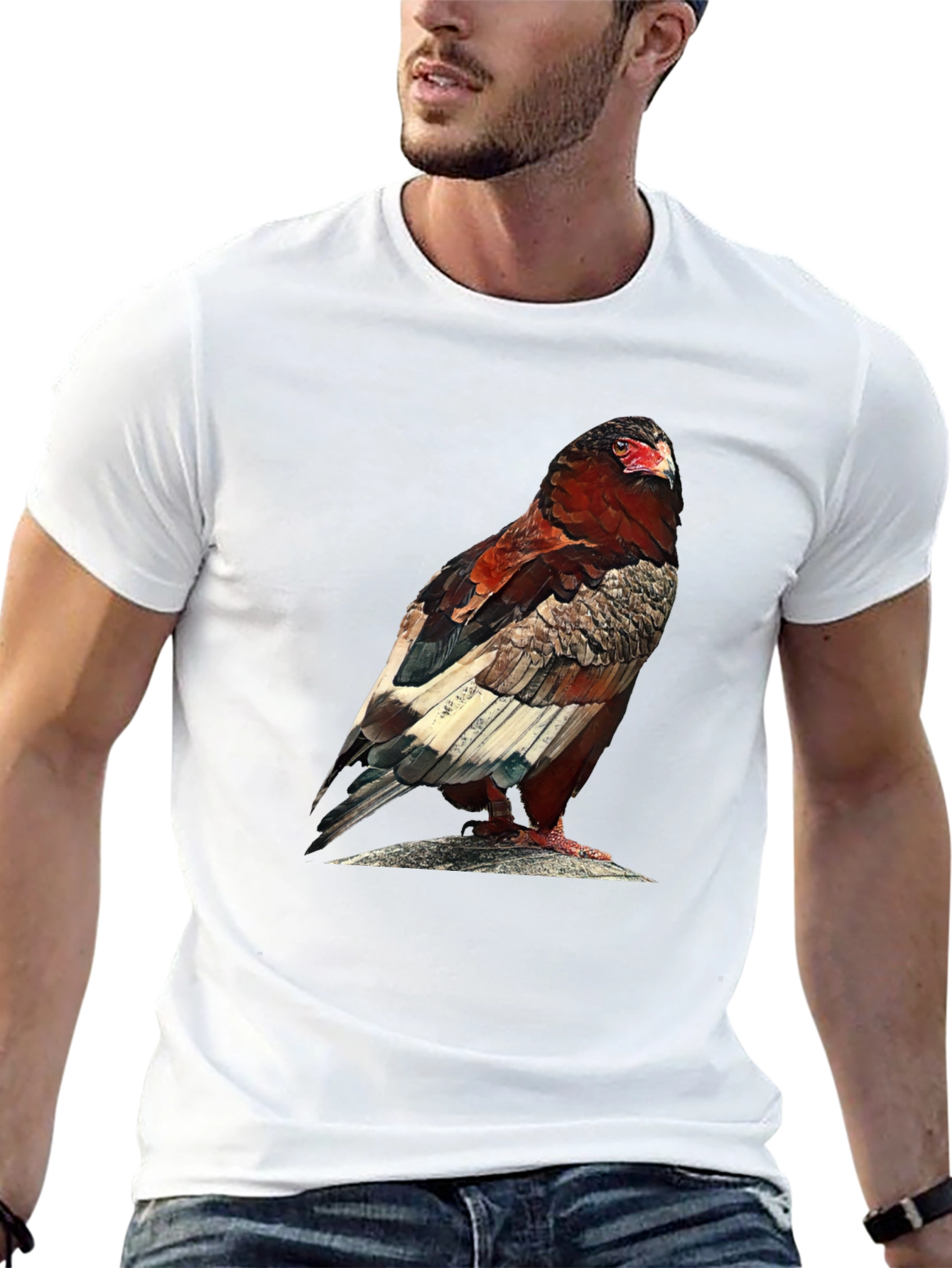 Camiseta Negra con Estampado de Águila