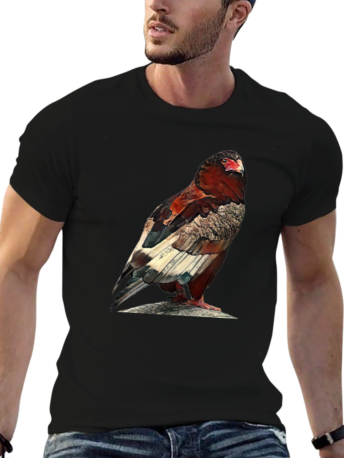 Camiseta Negra con Estampado de Águila