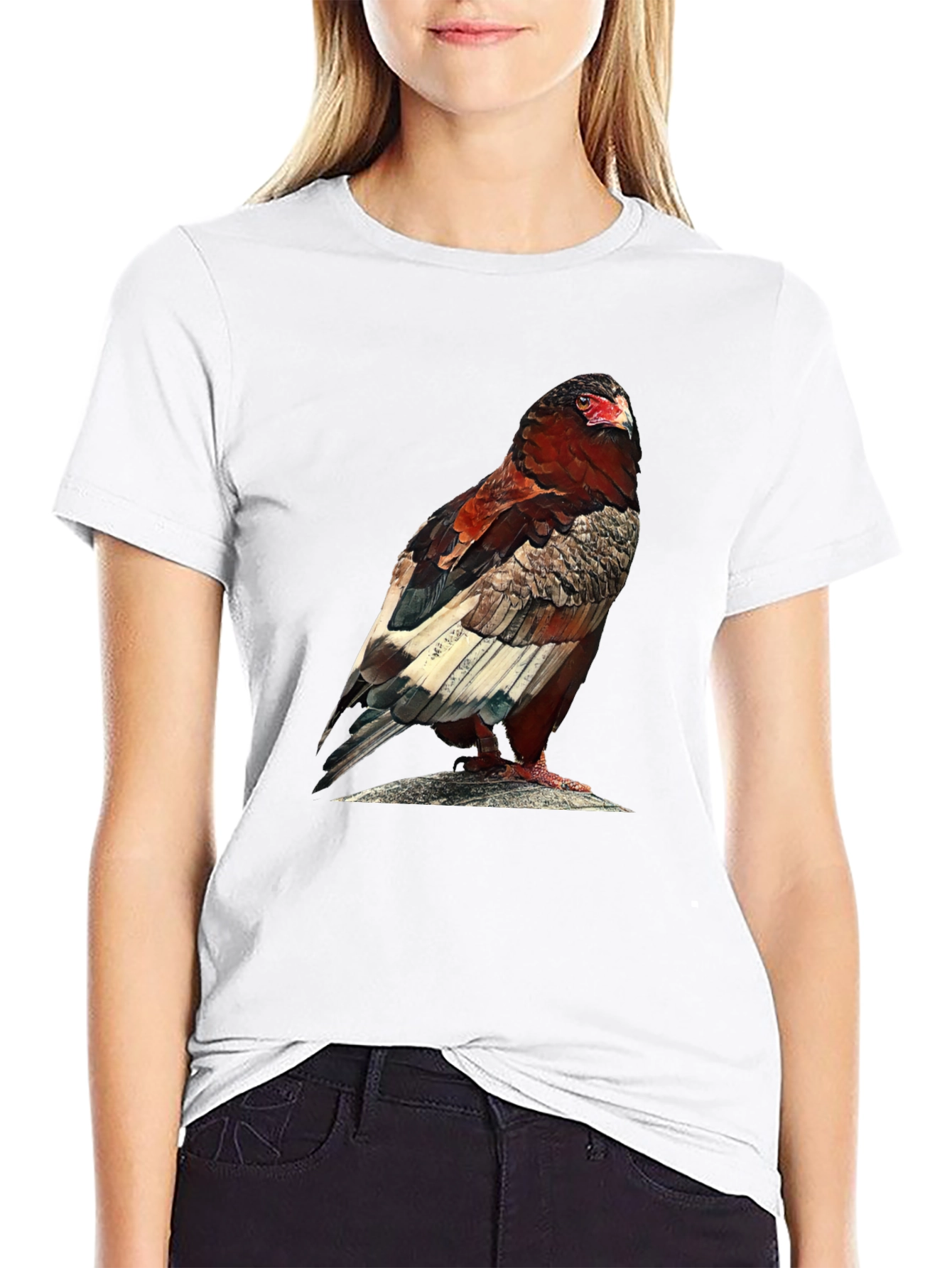 Camiseta Negra con Estampado de Águila