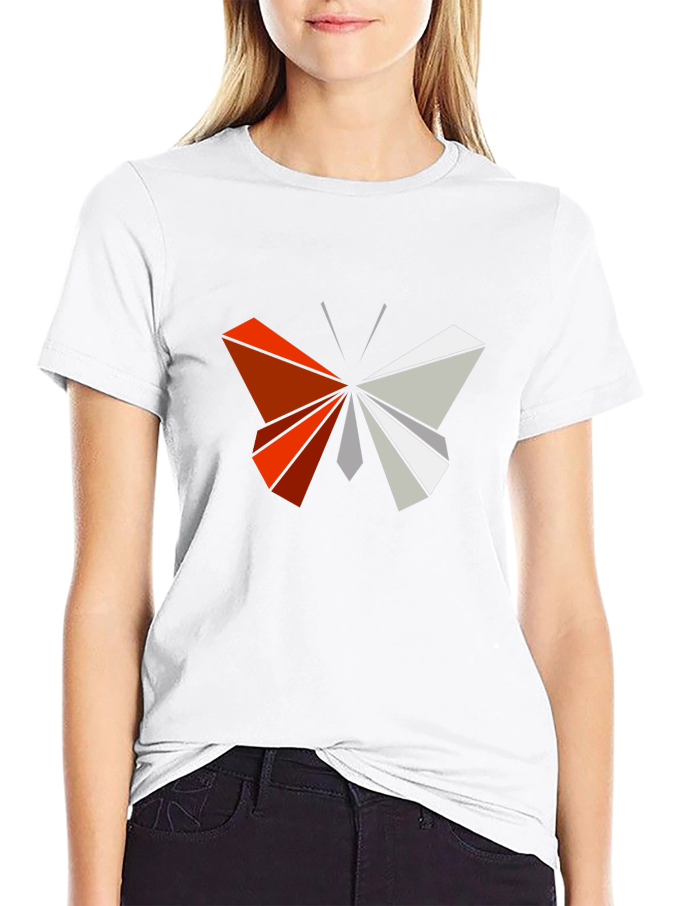 Camiseta Negra con Mariposa Geométrica