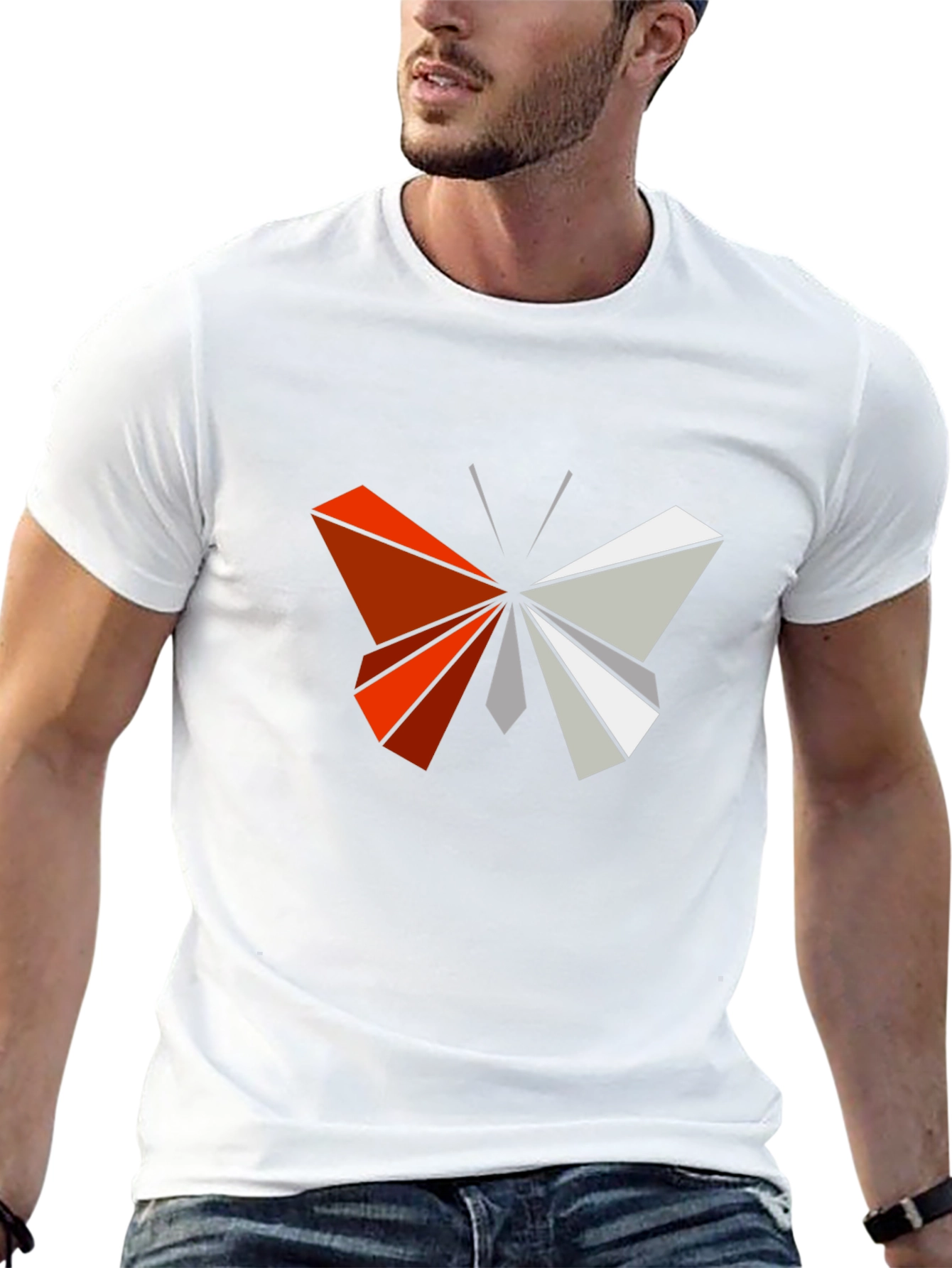 Camiseta Negra con Mariposa Geométrica
