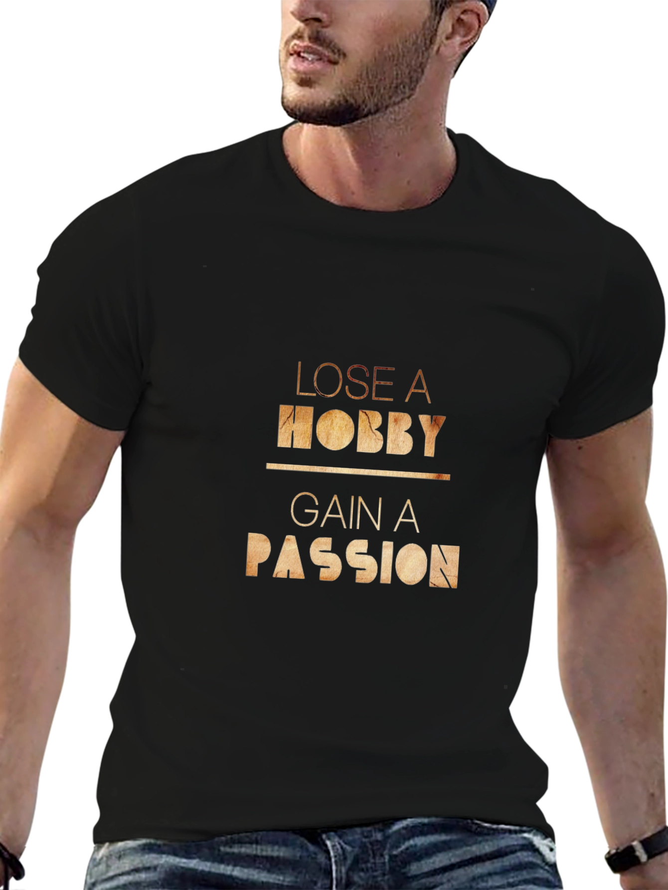 Camiseta Negra - Pierde un Hobby Gana una Pasión