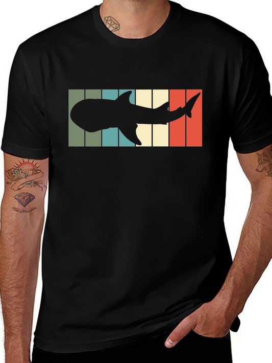 Camiseta Hombre Diseño Retro Silueta Tiburón Ballena