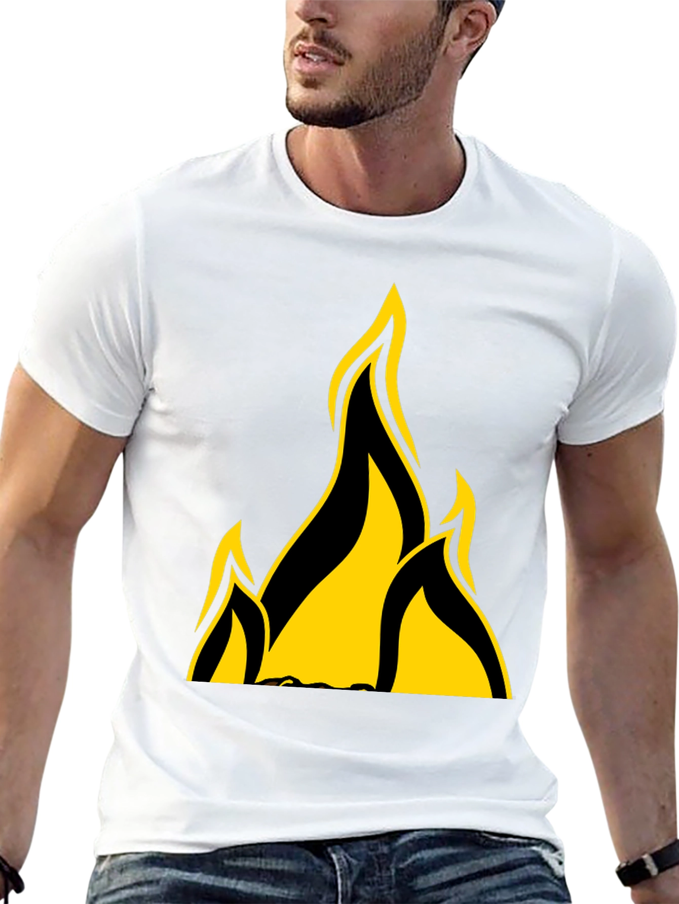 Camiseta Negra con Llamas Amarillas