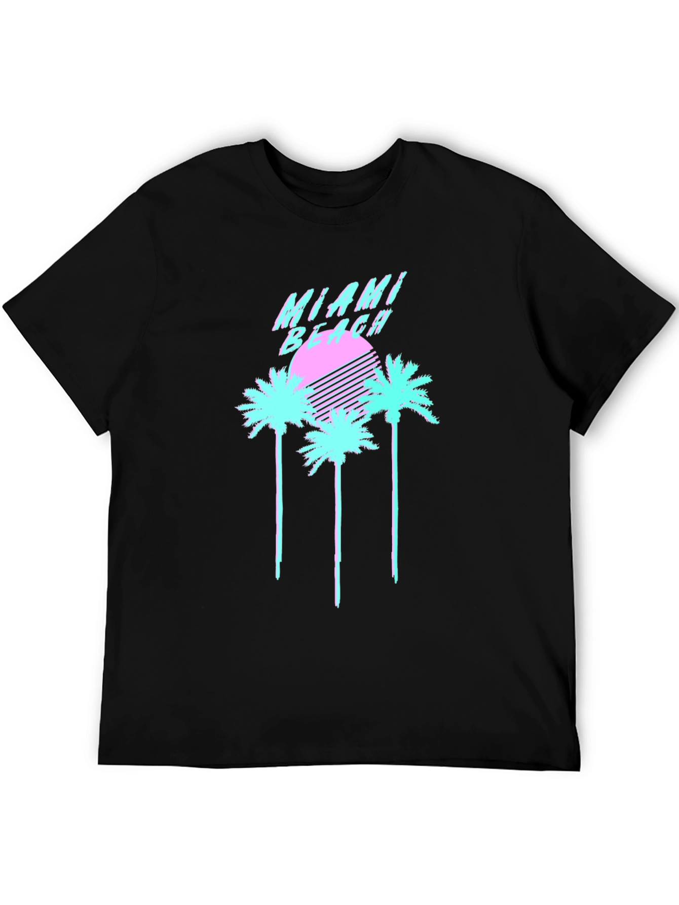 Camiseta Negra Miami Beach Retro Vaporwave