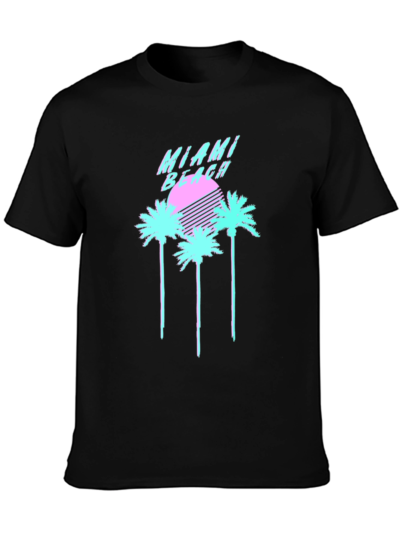 Camiseta Negra Miami Beach Retro Vaporwave