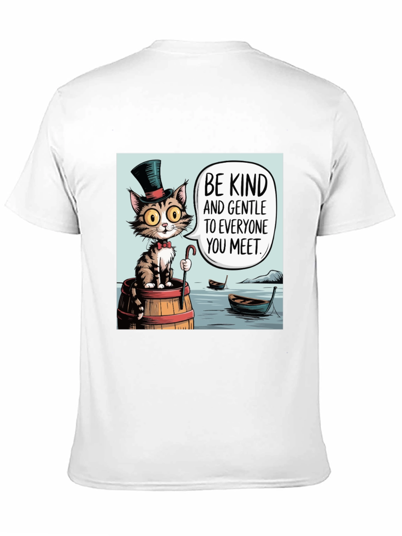 Camiseta Negra: Gato Gentil